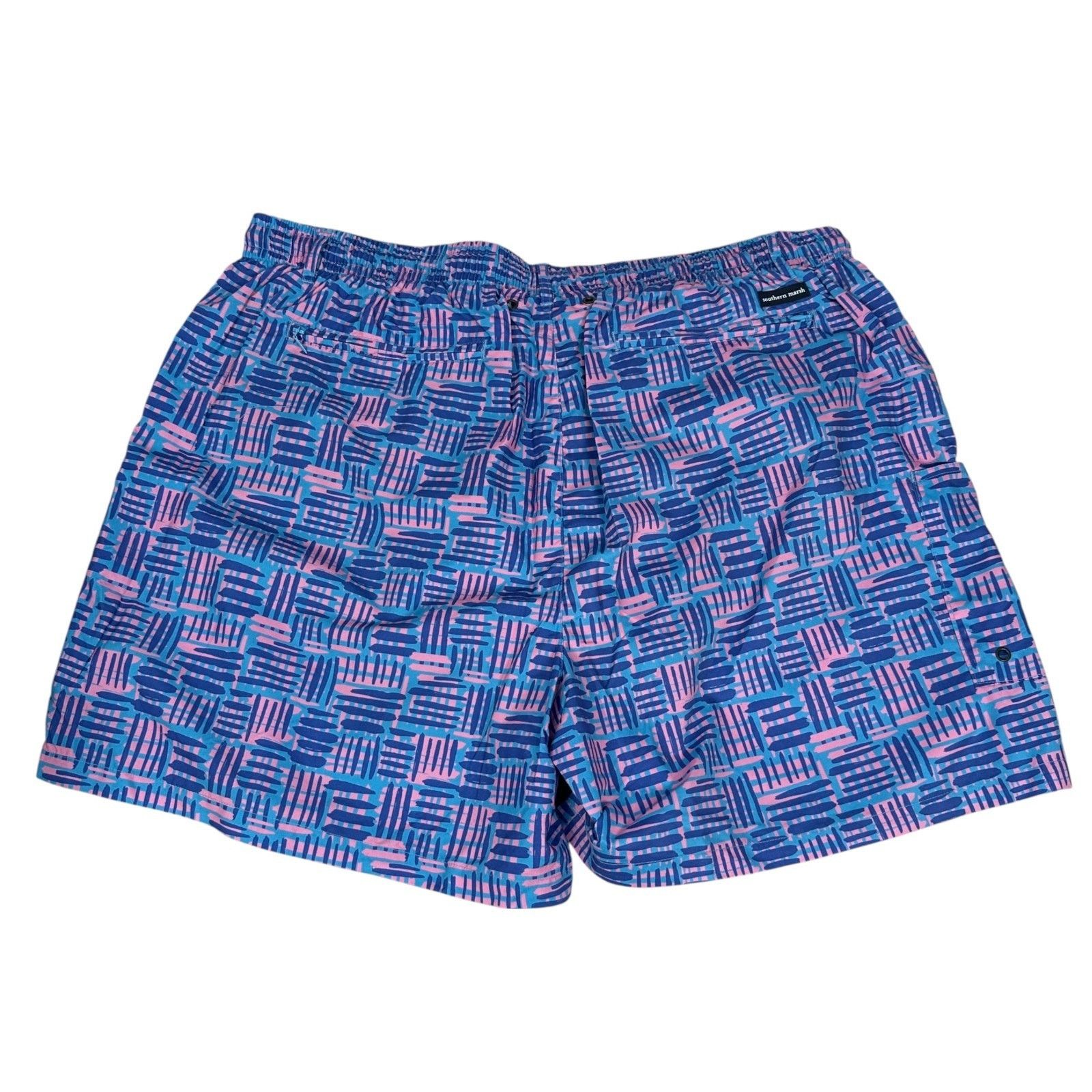 Southern Marsh Southern Marsh Lined Swim Trunks Shorts Men’s 3X Blue Pink Size US 44 / EU 60 - 2 Thumbnail