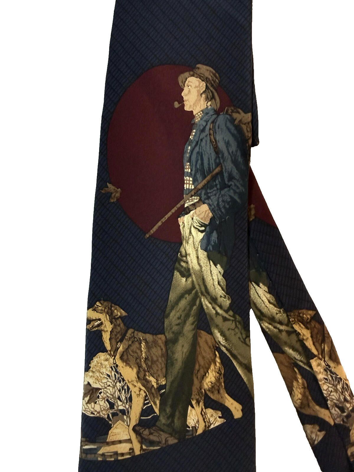 Other Vintage 90s Norman Rockwell Tie Mens Silk Hunting Dogs Size ONE SIZE - 5 Thumbnail
