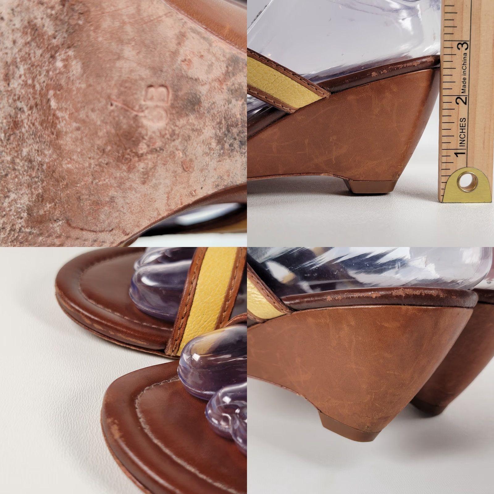 Cole Haan Cole Haan Wedge Heel Slides Sandal Women Size 6 Tan Yellow Two Tone Leather Cushioned Slip On Breathable Size US 6 / IT 36 - 8 Thumbnail