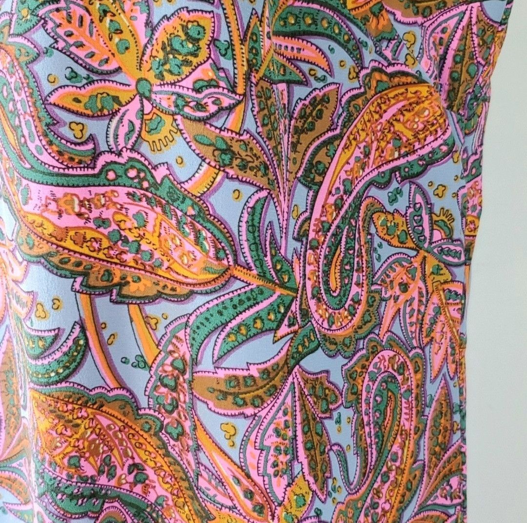 J.Crew J. Crew Size 16 Dress Silk Ruffle Paisley Blue Pink Floral Size XL / US 12-14 / IT 48-50 - 6 Thumbnail