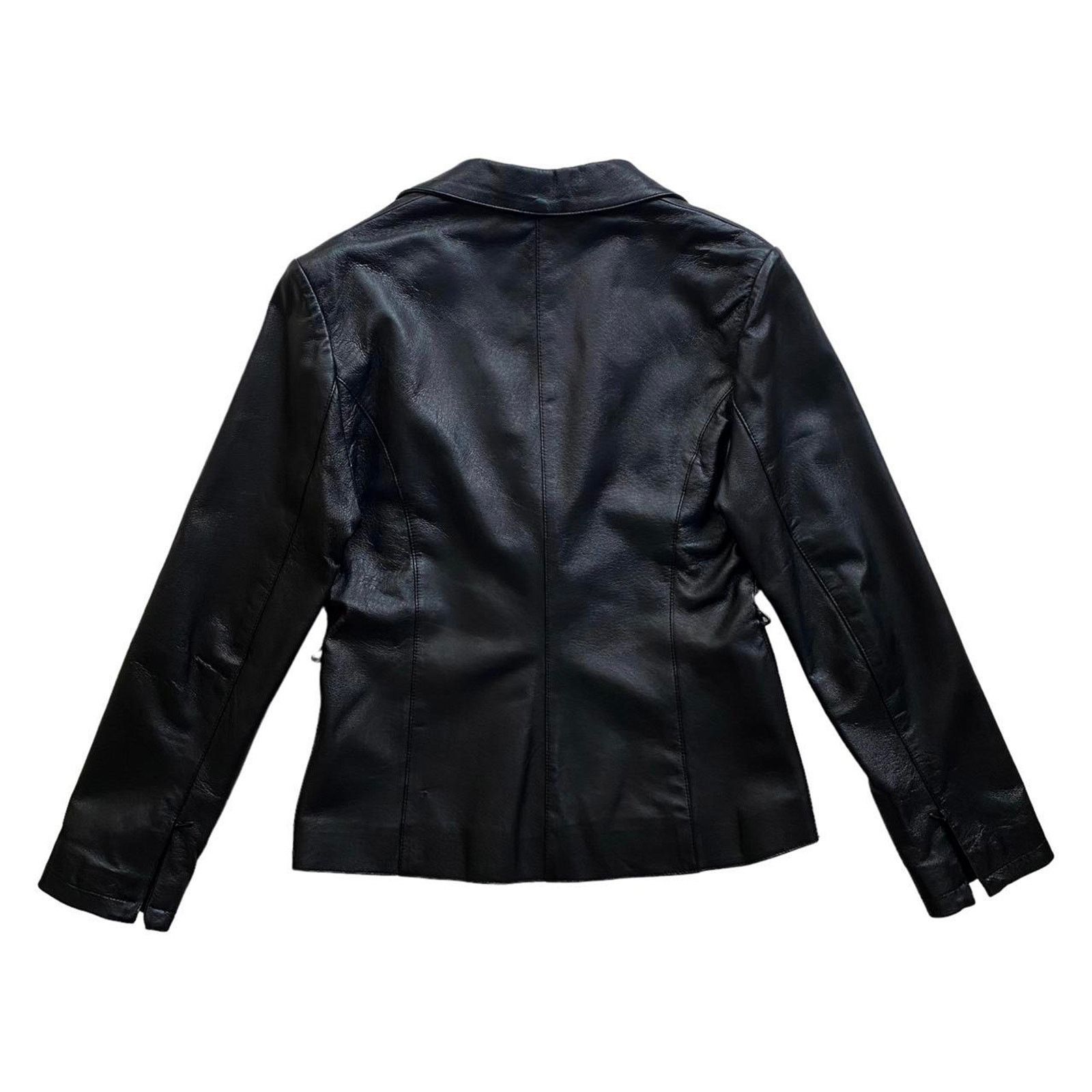 Other × Vintage T.A.L.C 90s Vintage Black Leather Jacket Blazer Style Size L / US 10 / IT 46 - 4 Thumbnail