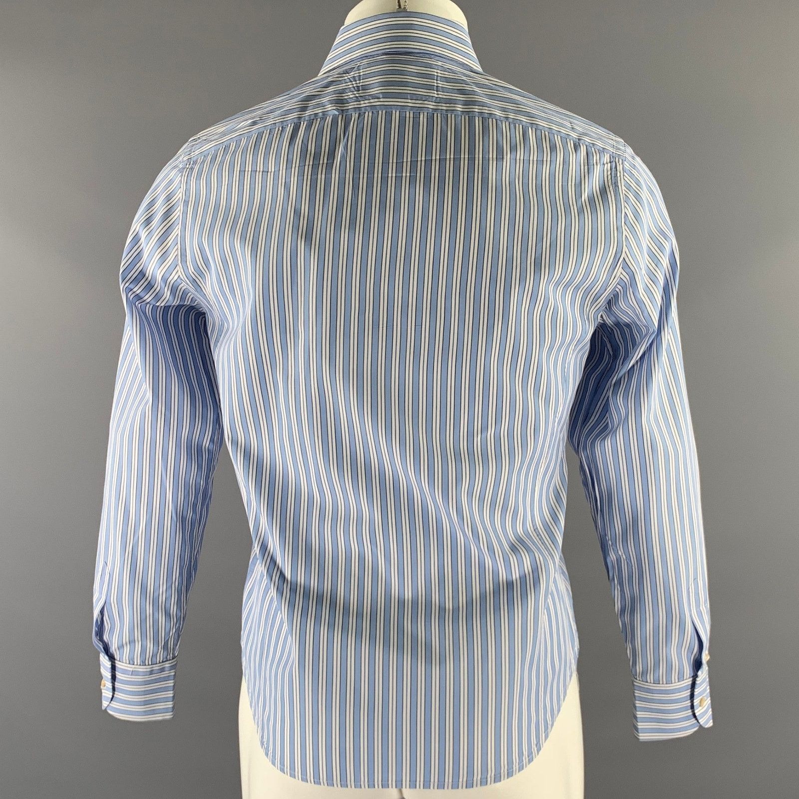 Gucci GUCCI Size S Blue White Stripe Cotton Long Sleeve Shirt Size 40R - 4 Thumbnail