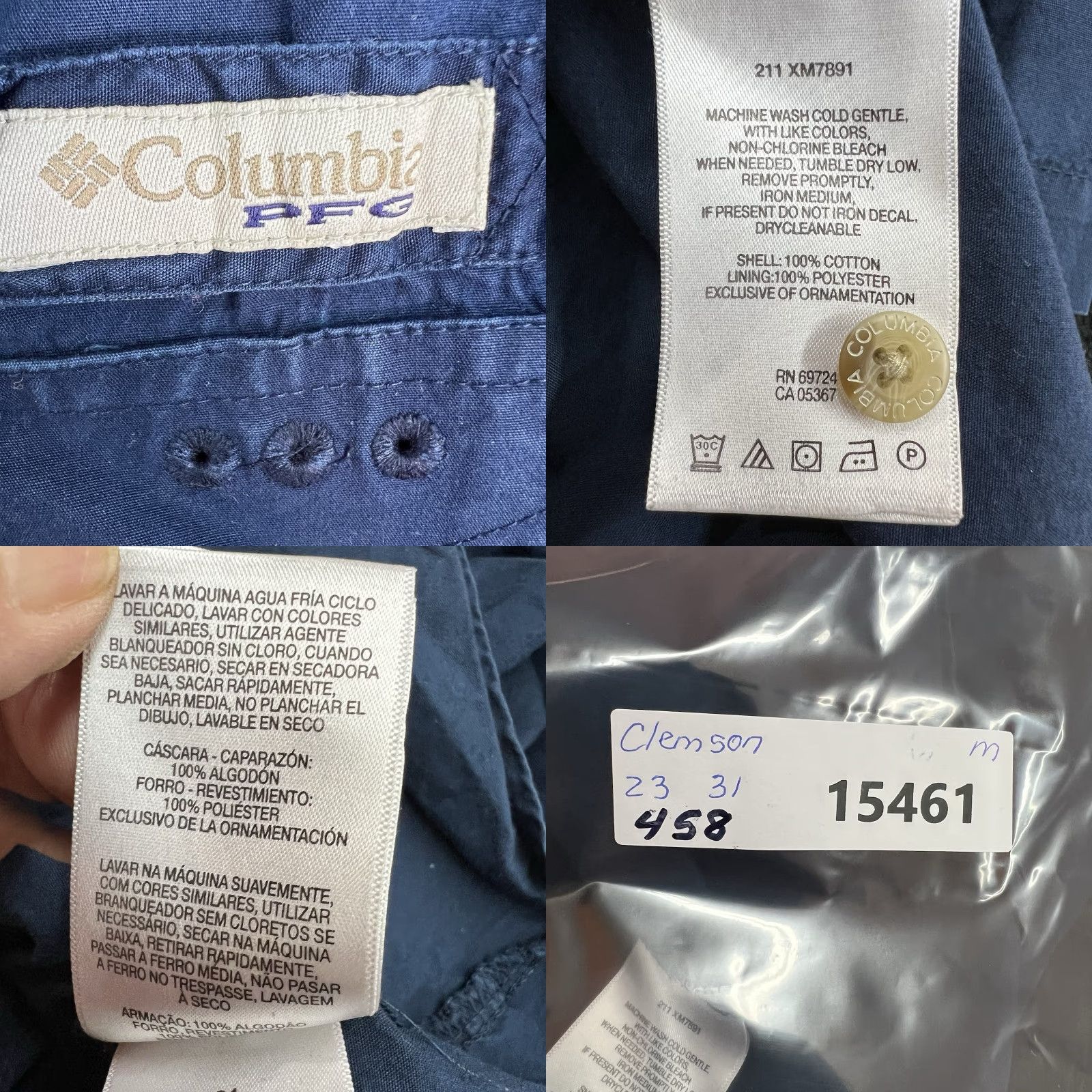Vintage VINTAGE Clemson Tigers Columbia PFG Button-Up Shirt Men’s M Blue Short Sleeve Tiger Logo Size US M / EU 48-50 / 2 - 8 Thumbnail