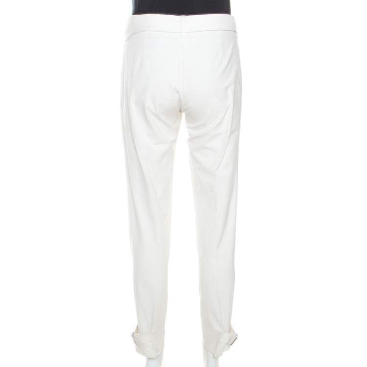 Gucci GUCCI VINTAGE CREAM COTTON BAMBOO BUCKLE TAPERED PANTS Size 28" / US 6 / IT 42 - 4 Thumbnail