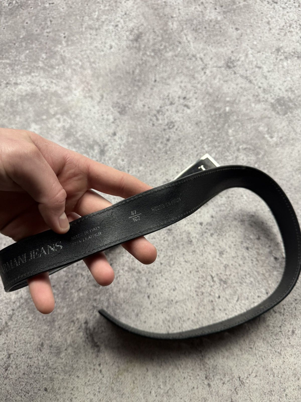 Armani Vintage Armani Jeans Leather Black Belt Rare Buckle Logo Size ONE SIZE - 6 Thumbnail