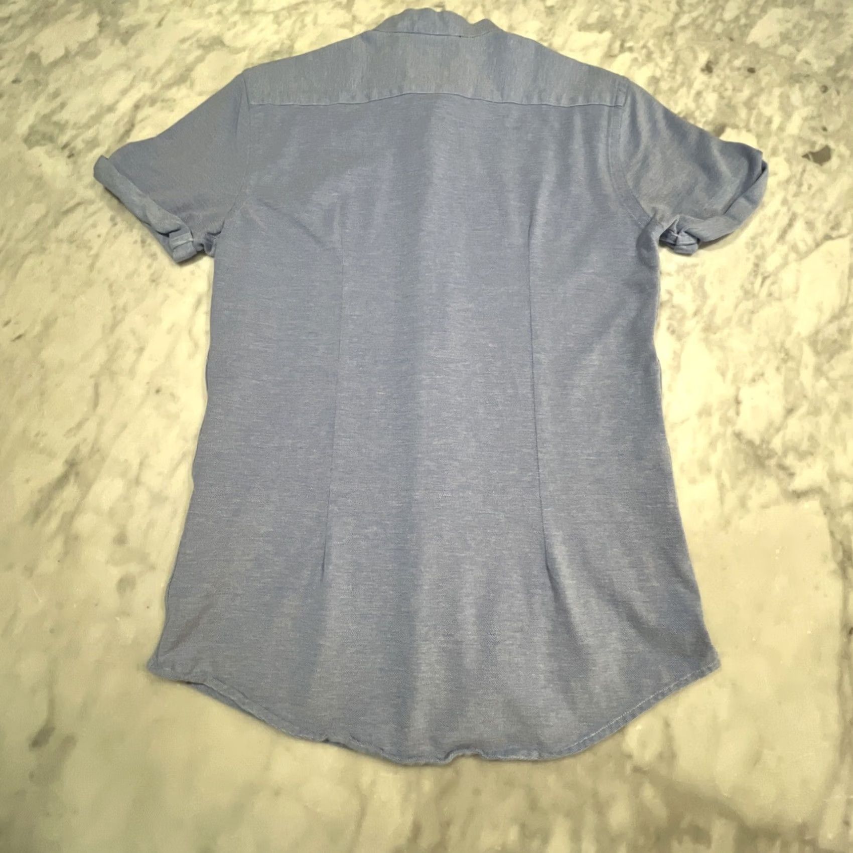 Zara Zara Button-Up Men’s Shirt M Slim Fit Short Sleeve Solid Blue Cotton Woven Casual Travel Modern PreppyMens Size US M / EU 48-50 / 2 - 4 Thumbnail