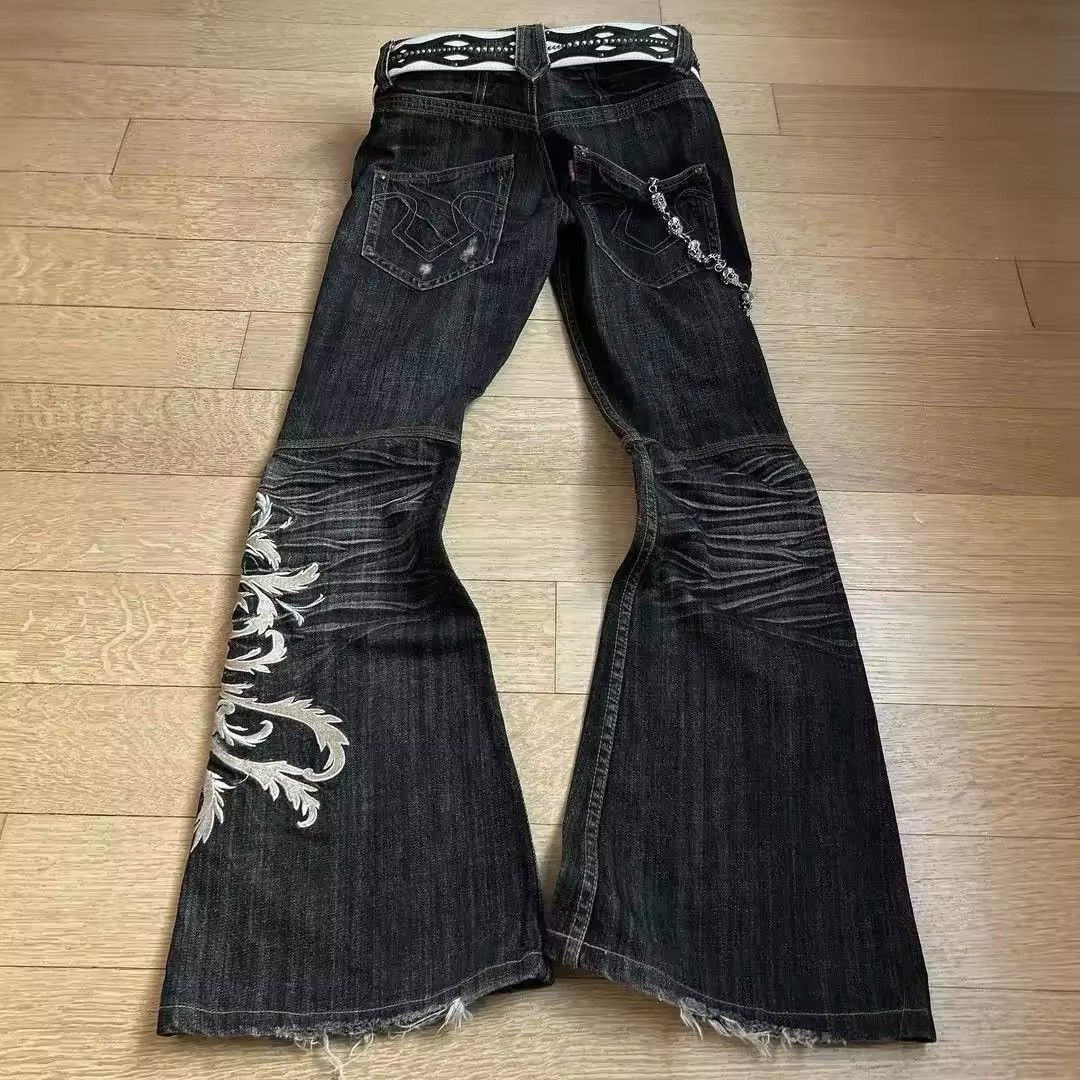 Japanese Brand × Vintage Embroidered Women Micro Flared Jeans Size 32" / US 10 / IT 46 - 2 Thumbnail