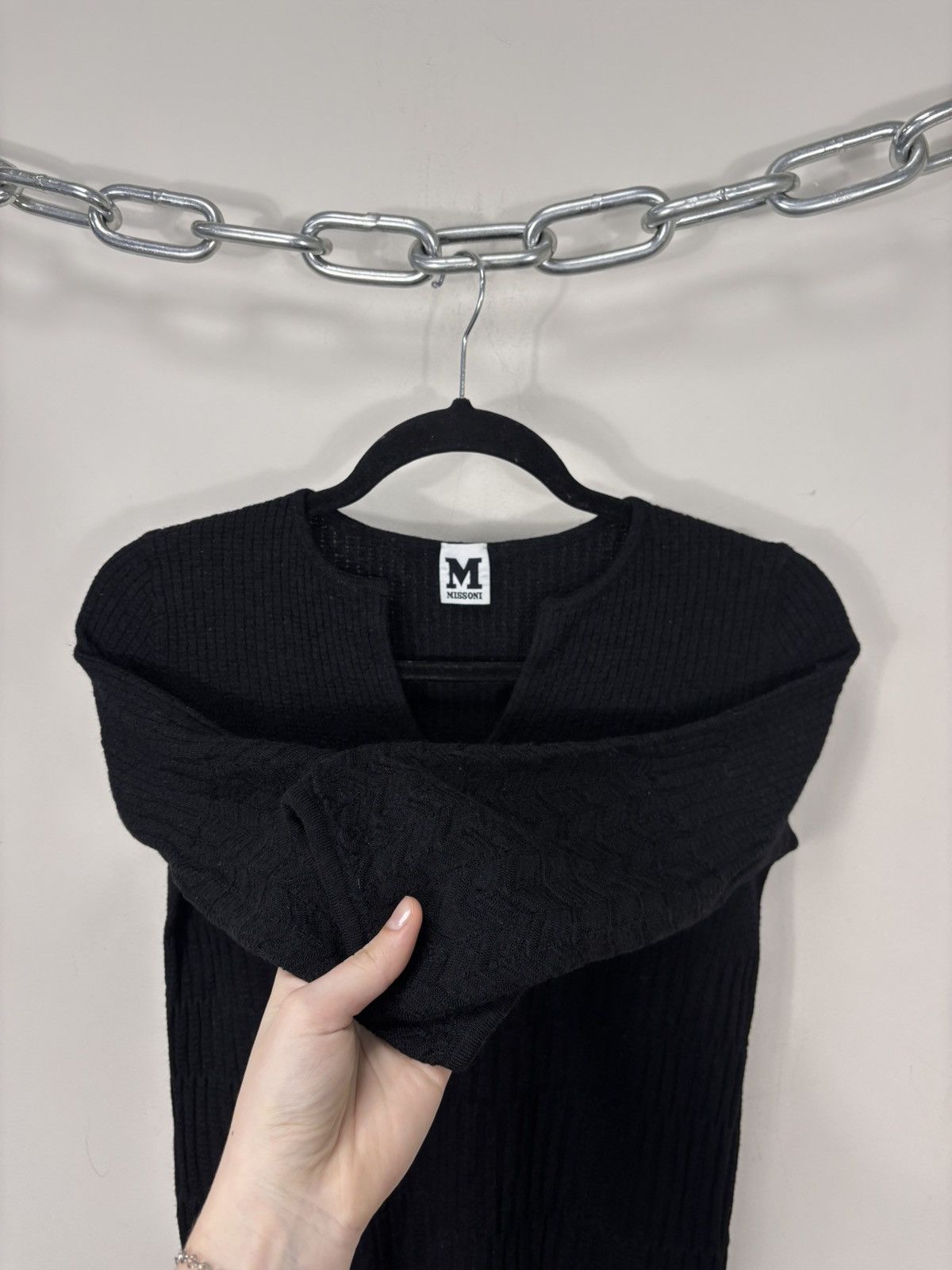 Missoni Missoni M Women’s Black Ribbed Knit Top Short Sleeve Sweater Size S / US 4 / IT 40 - 5 Thumbnail