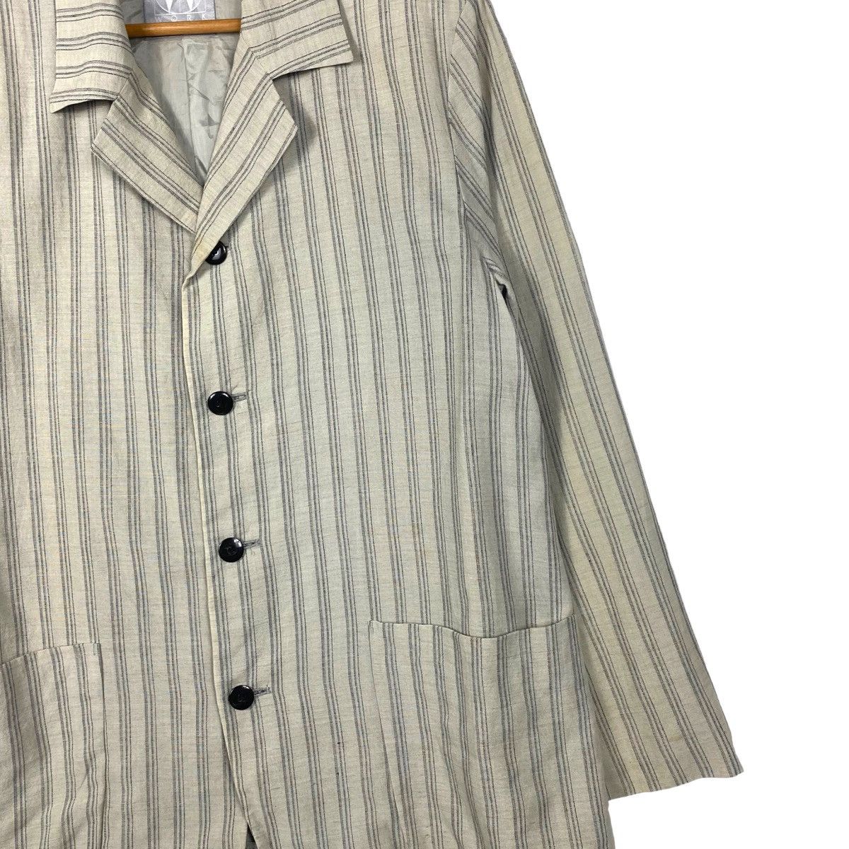 Yohji Yamamoto 🔥 WORK SHOP YOHJI YAMAMOTO STRIPE LINEN JACKET Size US M / EU 48-50 / 2 - 4 Thumbnail