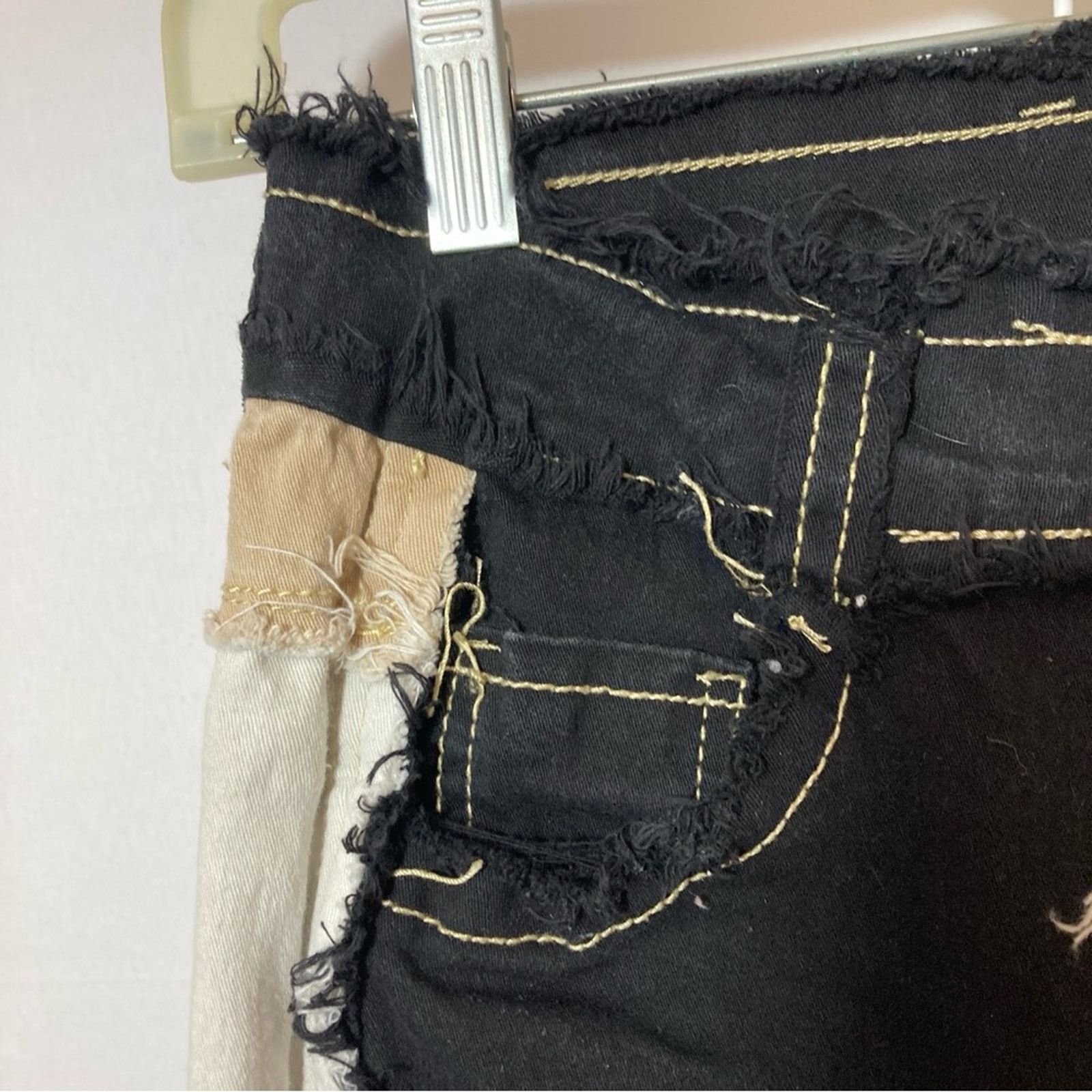 Other Jeans Black White Tan Patchwork Cut Off High Rise Jean Pants Size 27" / US 4 / IT 40 - 5 Thumbnail