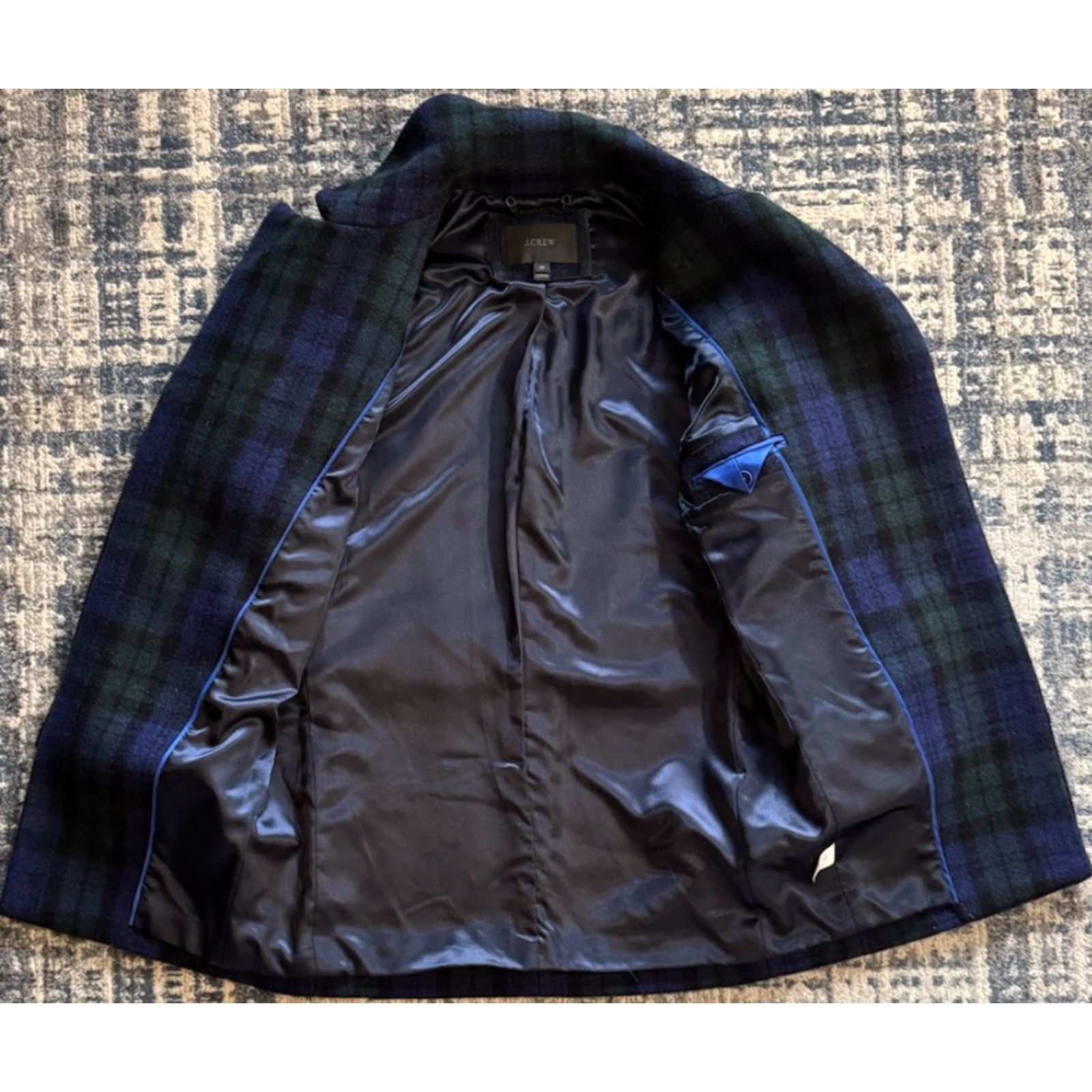 J.Crew VINTAGE J. Crew Coat Dark Green Tartan Black Watch Plaid Wool Overcoat Petite Women’s 0P Size XS / US 0-2 / IT 36-38 - 4 Thumbnail