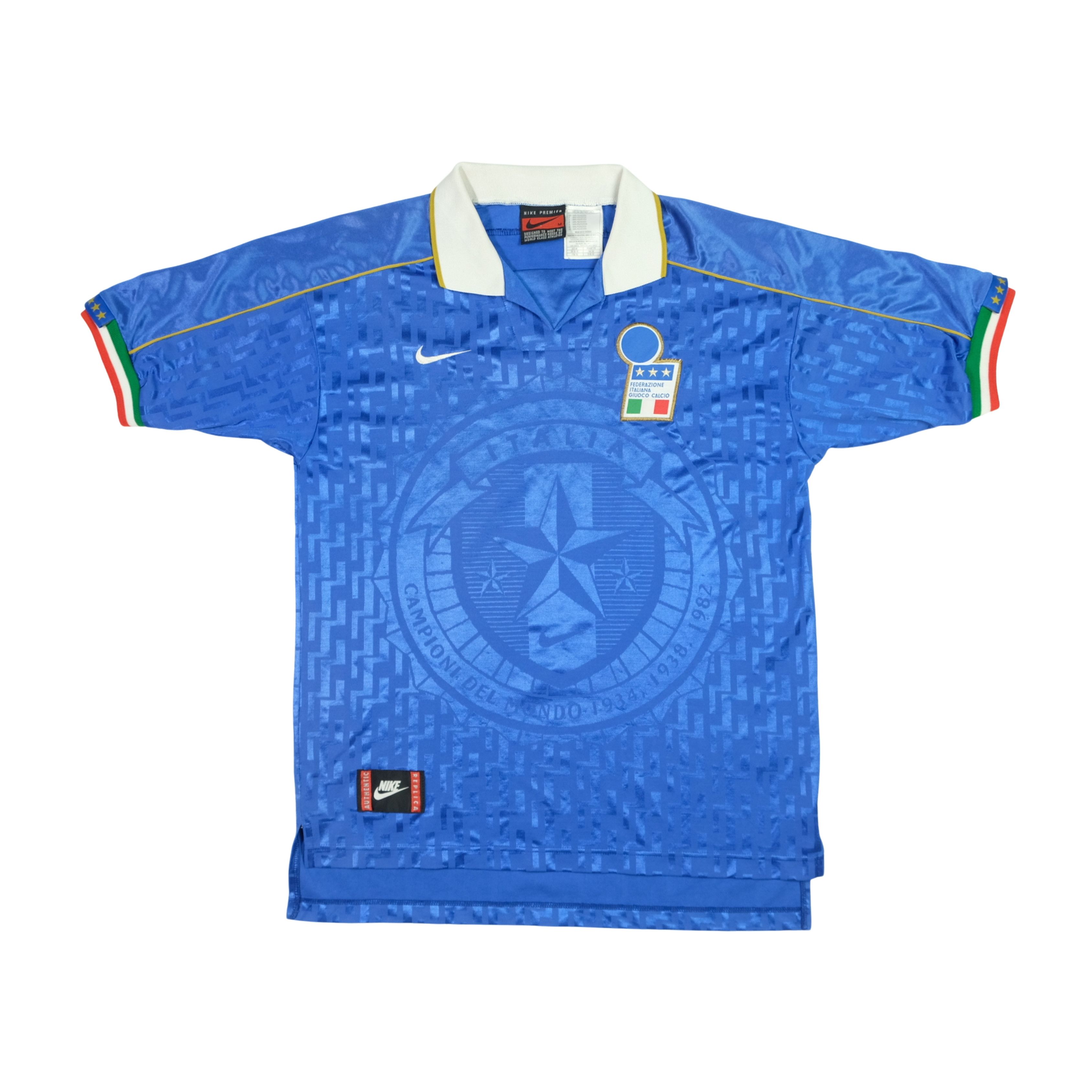 image of Italy 1995 Nike Original Home Football Shirt Medium in Blue, Men's (Size Large)