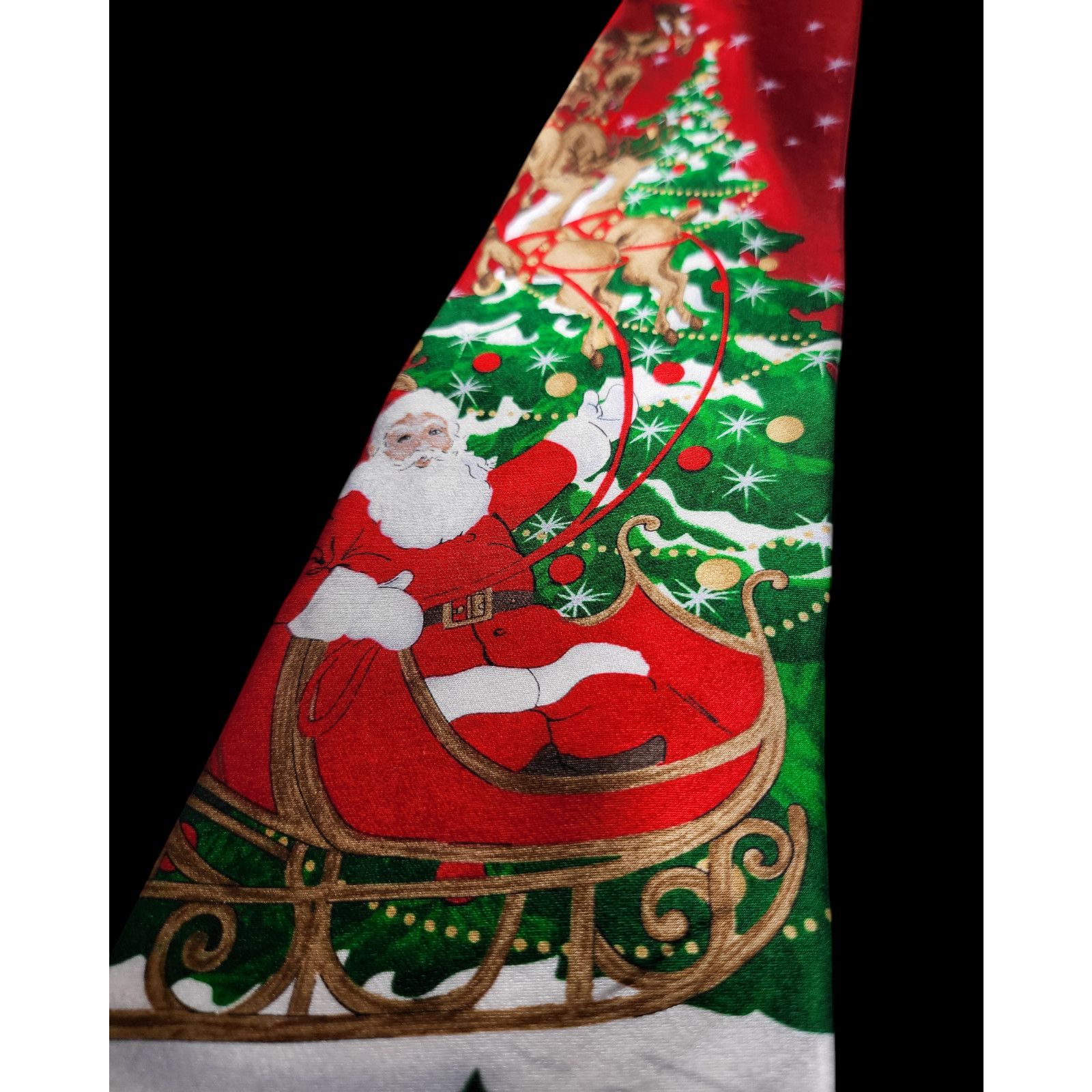 Other NWT Holiday Traditions 100% Silk Santa Sleigh Reindeer Tie Size ONE SIZE - 3 Thumbnail