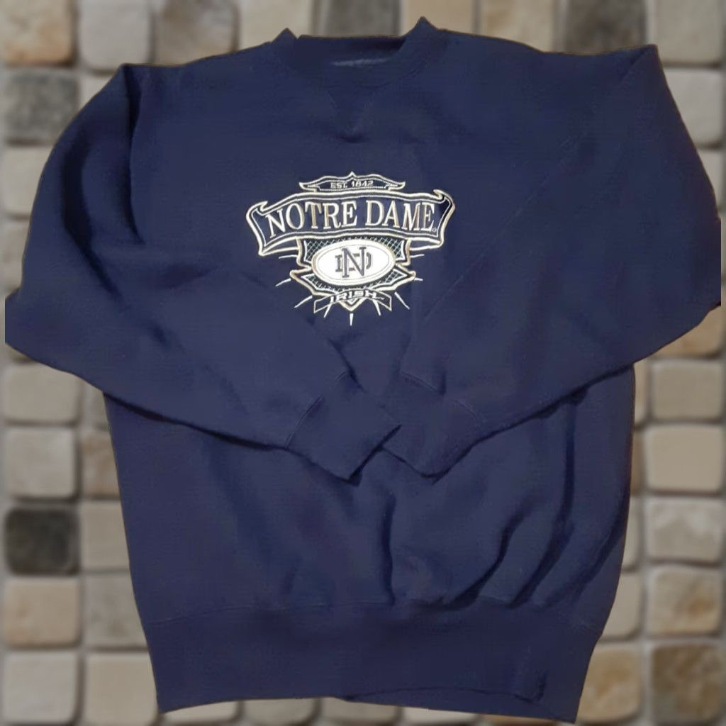 Vintage VINTAGE Notre Dame University Sweatshirt XL Blue by Midwest Embroidery Heavyweight Pullover Men Sweatshirt L Size US XL / EU 56 / 4 - 1 Thumbnail