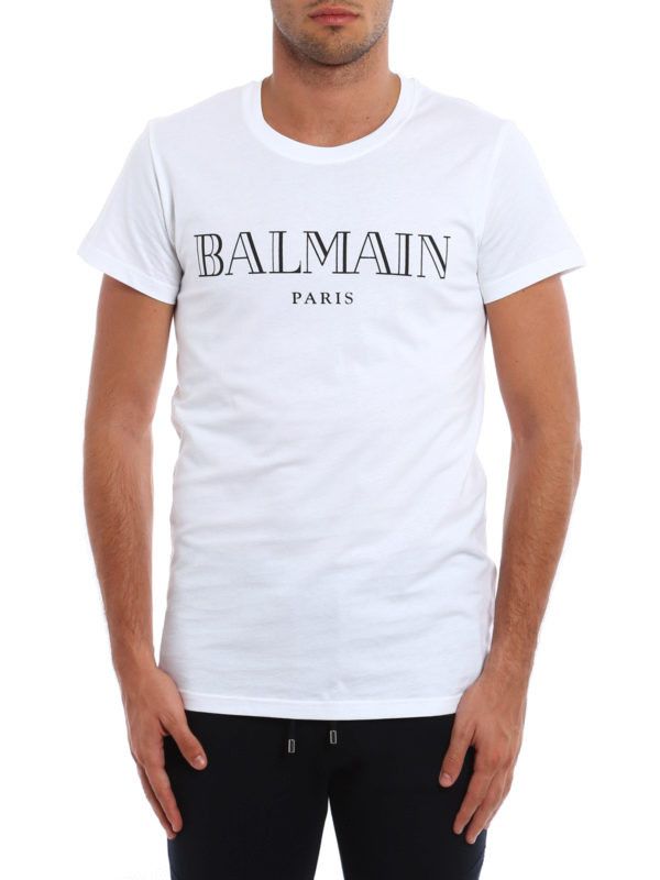 Balmain o1s1wg110925 Logo Print T-Shirt in White Size US XL / EU 56 / 4 - 2 Thumbnail