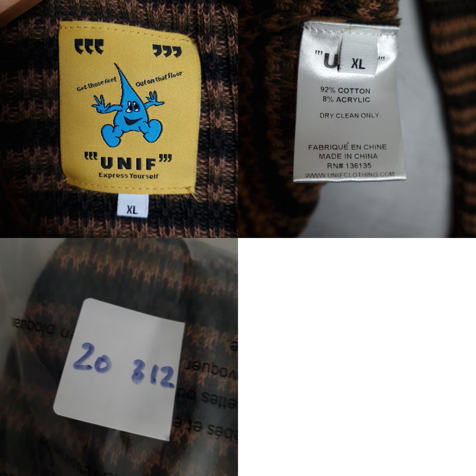 UNIF VINTAGE UNIF Sweater Cardigan Womens XL Brown Striped Collared Zip Stretch 90s Grunge Size XL / US 12-14 / IT 48-50 - 11 Thumbnail