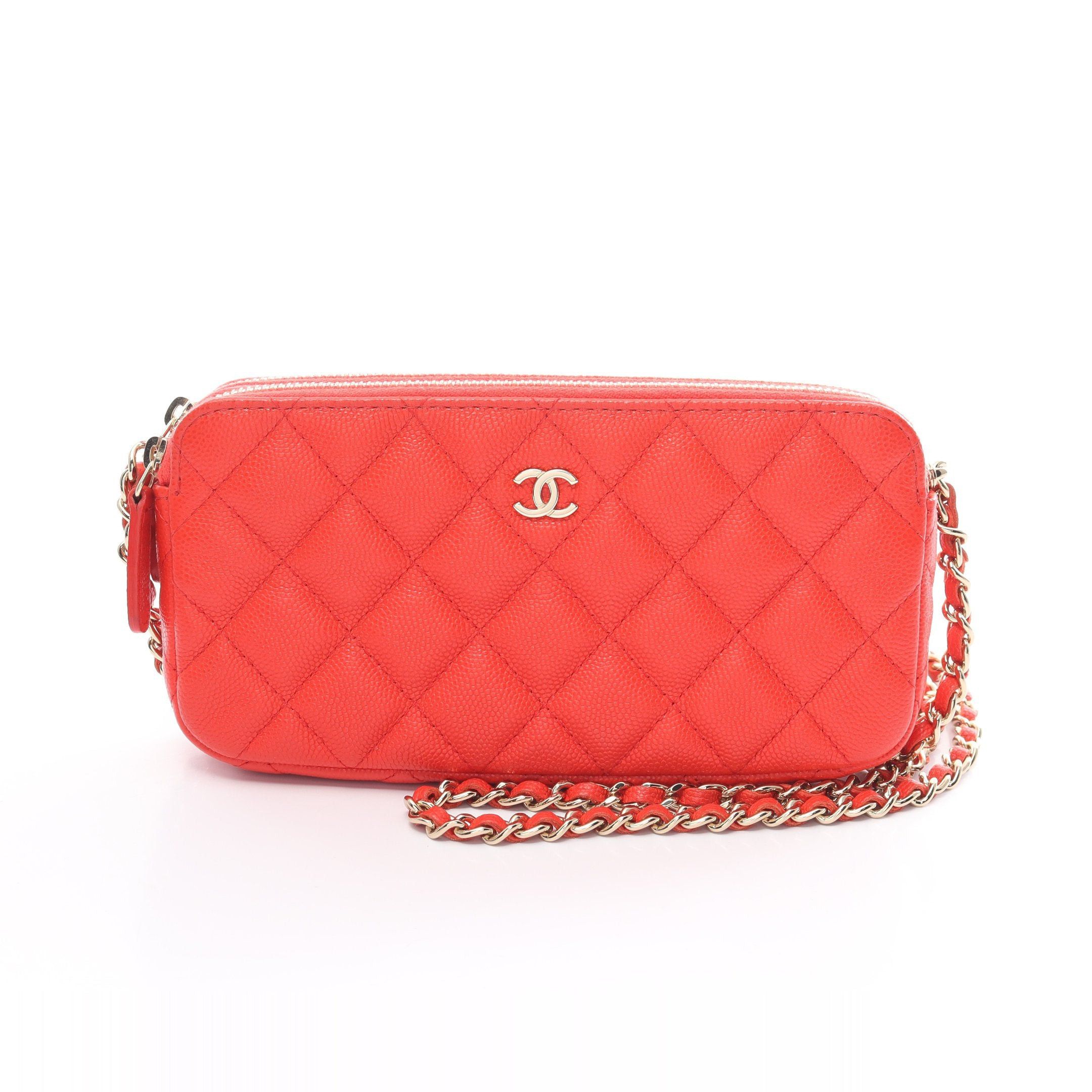 Chanel Chanel Matelasse Chain Wallet Caviar Skin Orange Red Gold Hardware Size ONE SIZE - 1 Thumbnail