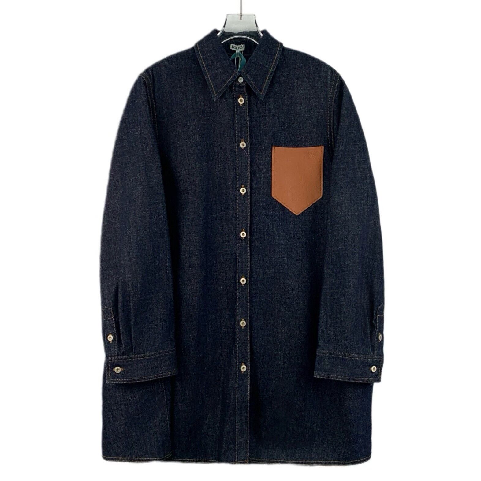 Loewe Loewe Dark Blue Logo Cotton Long Sleeve Shirt Size US S / EU 44-46 / 1 - 1 Thumbnail
