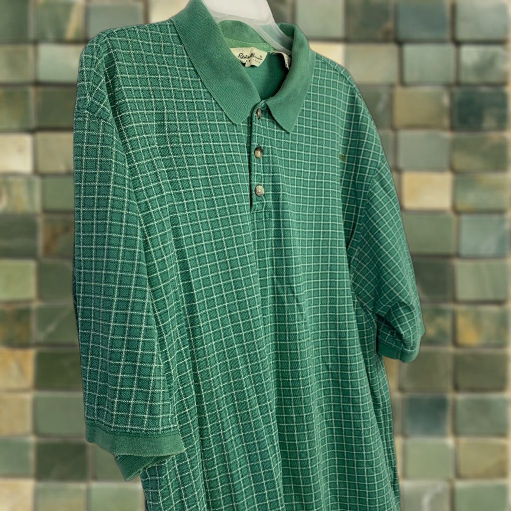 Eddie Bauer Vintage Eddie Bauer Green Plaid Short Sleeve Polo Shirt L Mens Regular 100% Cotton Size US L / EU 52-54 / 3 - 1 Thumbnail
