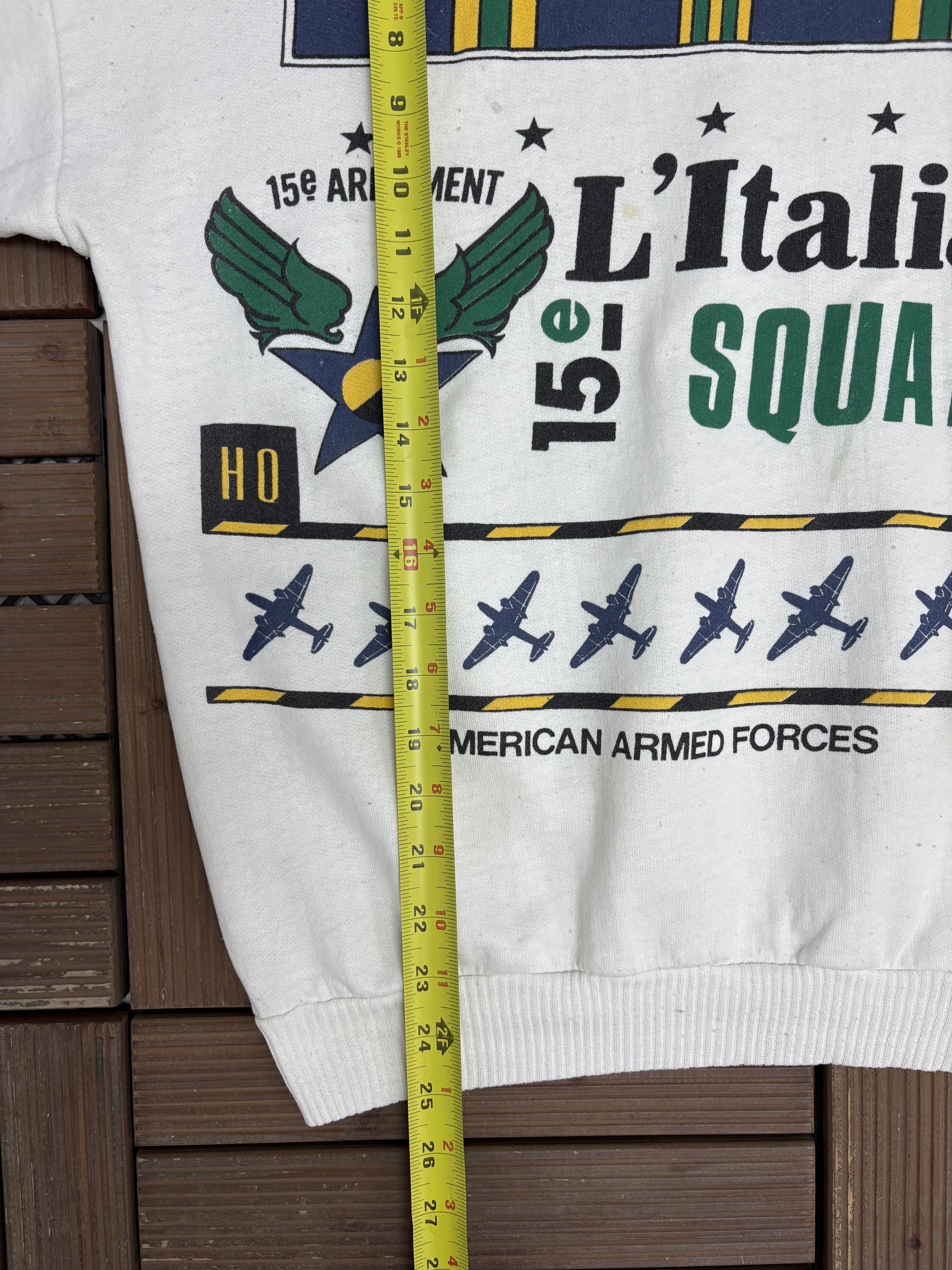 Vintage Italian Air Force 15th Wing Vintage White Crewneck Sweater Size US L / EU 52-54 / 3 - 8 Thumbnail