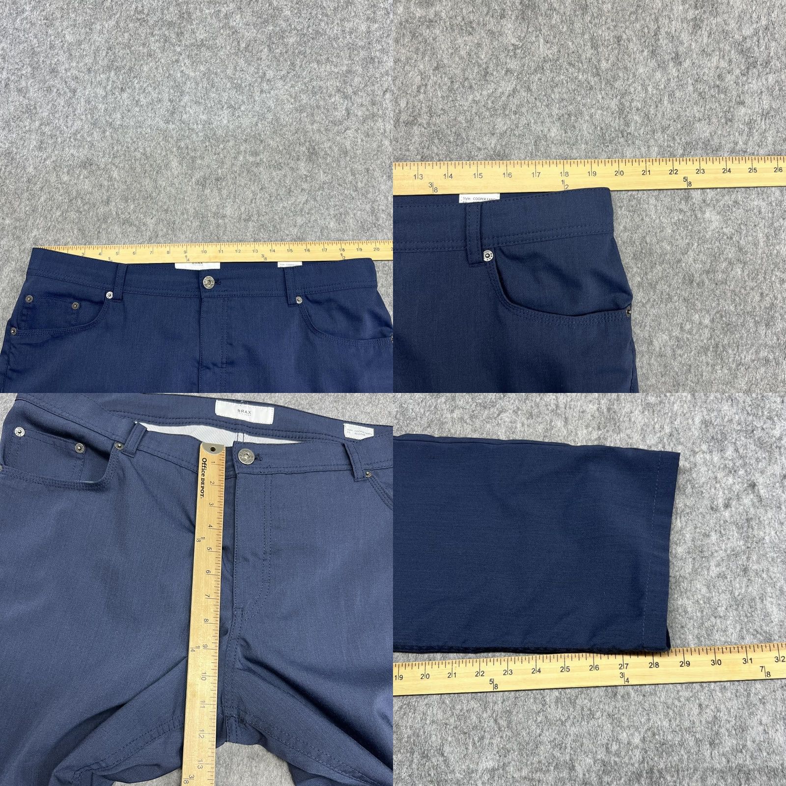 BRAX Brax Pants Mens 40x34 Navy Blue Cooper Fancy Wool Stretch Trousers FIT39x29.5 Size US 40 / EU 56 - 10 Thumbnail