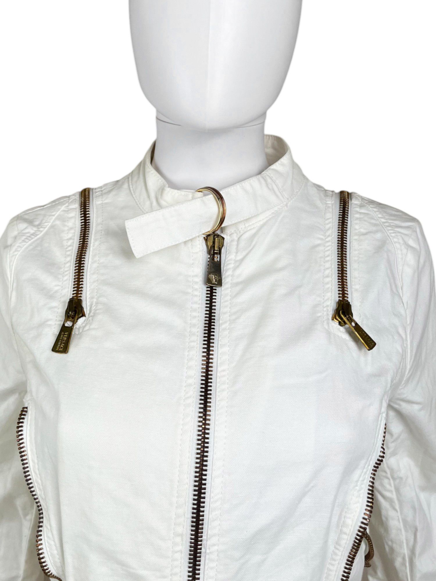Versace by Donatella S/S 2005 Multizip White Cotton Jacket Size S / US 4 / IT 40 - 7 Thumbnail