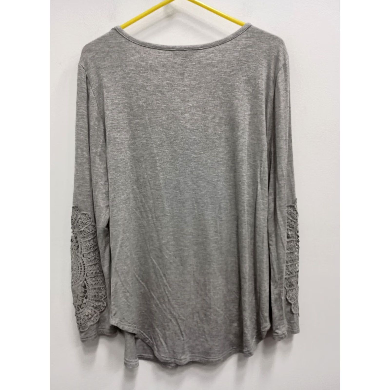 Vintage Amaryllis Womens Henley Top Large Gray Crochet Long Sleeve BOHO Casual Peasant T-Shirt Regular Womens L Gray Crochet Henley Long Sleeve Bohemian Size L / US 10 / IT 46 - 7 Thumbnail