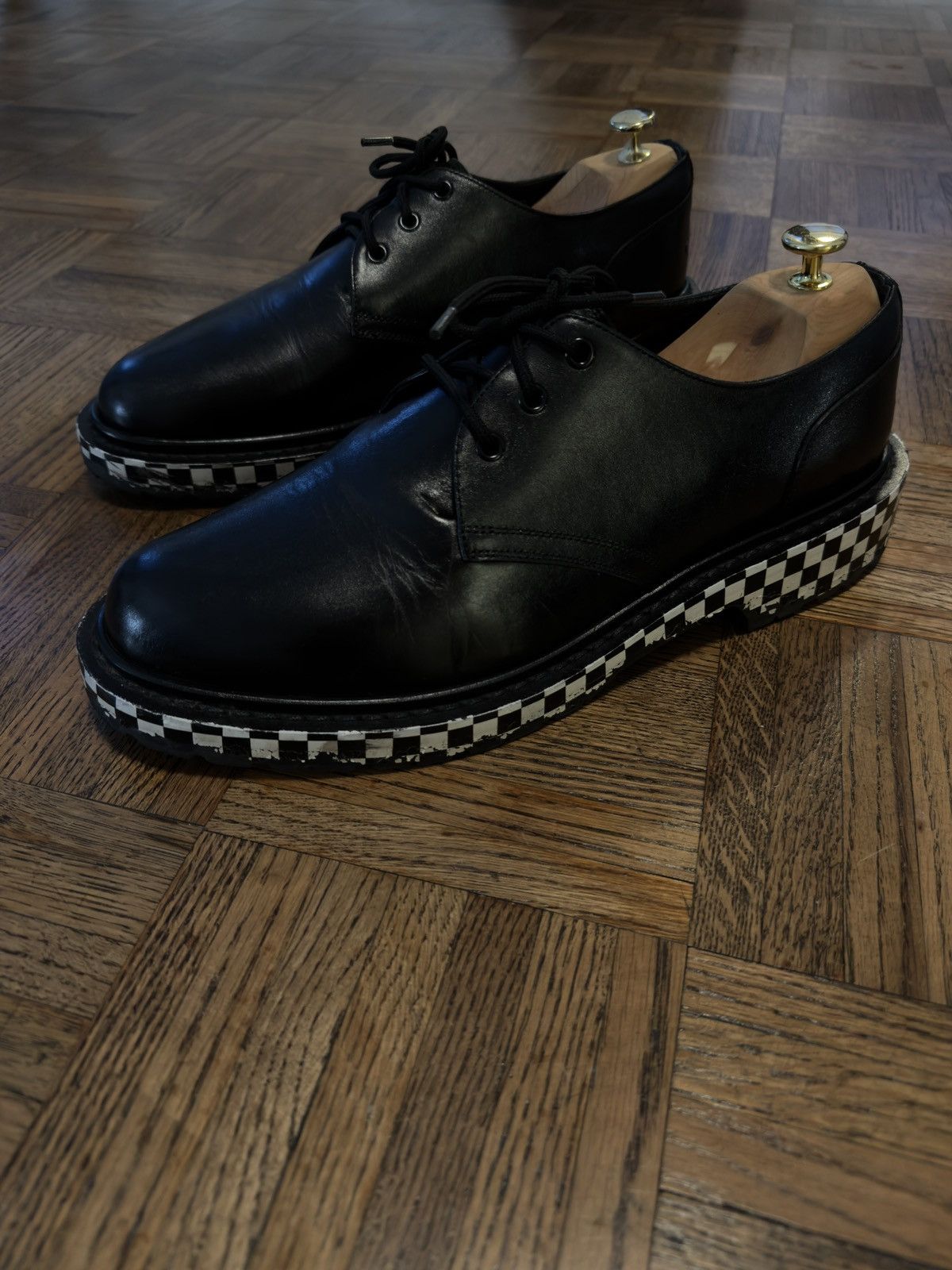 Celine CELINE HOMME Ranger Printed Leather Derby Shoes Black Size US 12 / EU 45 - 1 Thumbnail