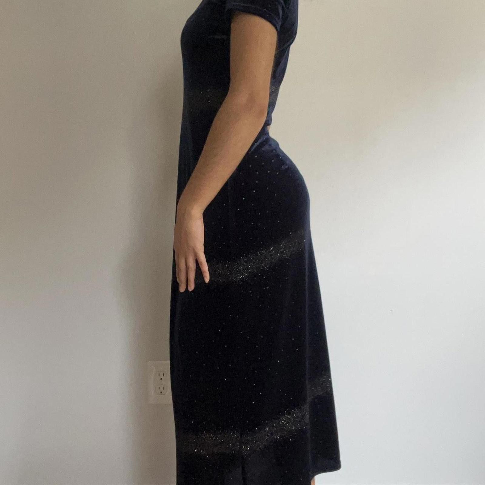Other Navy blue velvet midi dress with sparkly stripes #glamour Size S / US 4 / IT 40 - 3 Thumbnail