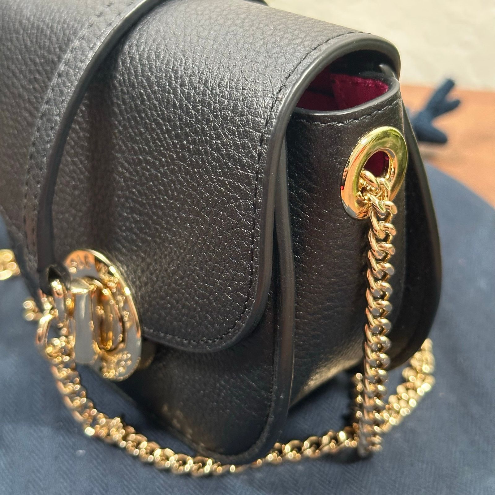 Cole Haan Cole Haan Mini Turnlock Black Pebbled Leather Crossbody Bag Size ONE SIZE - 3 Thumbnail