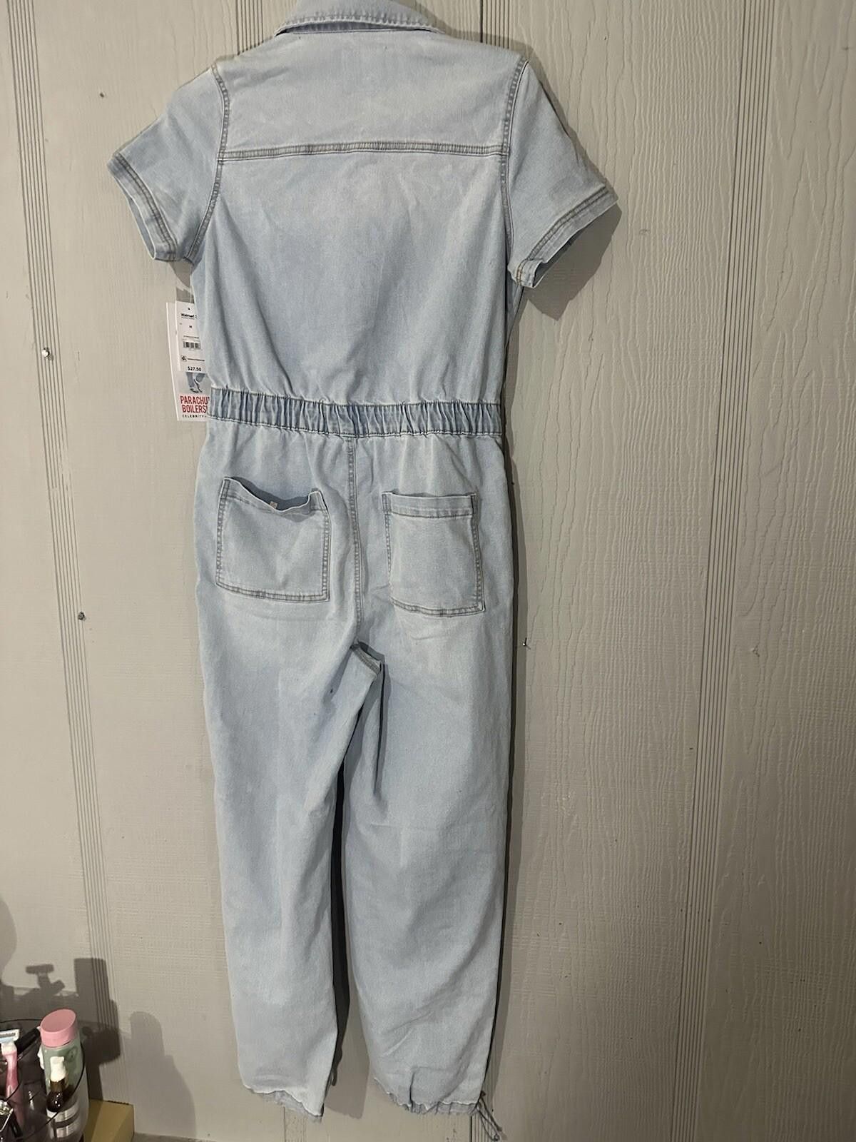 Designer Celebrity Pink Blue Denim Jumpsuit Boilersuit Size M Medium Size 32" / US 10 / IT 46 - 8 Thumbnail