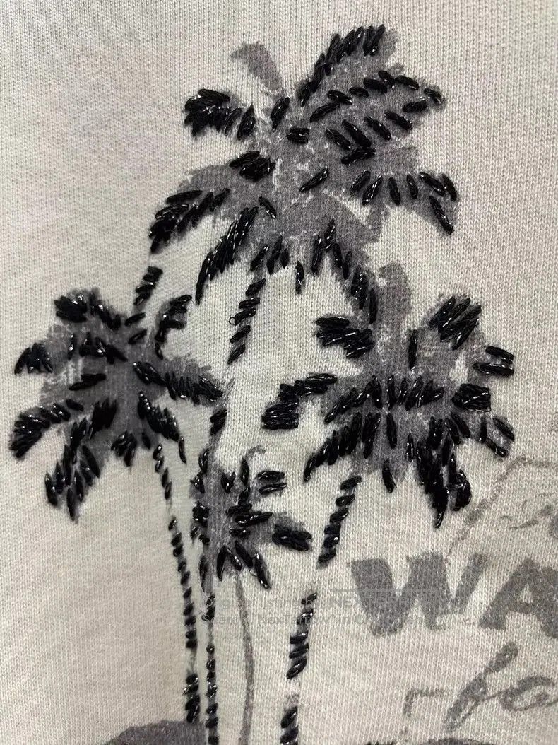 Saint Laurent Paris Saint Laurent Beige Coconut Tree Pattern Hoodie. Size US M / EU 48-50 / 2 - 6 Thumbnail