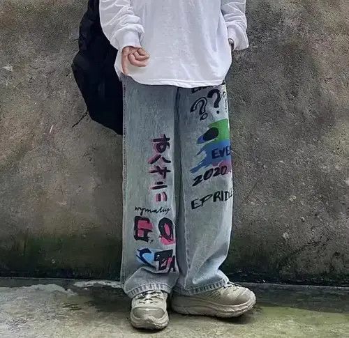 Jean Japanese Style Graffiti Painted Jeans Size US 30 / EU 46 - 7 Thumbnail
