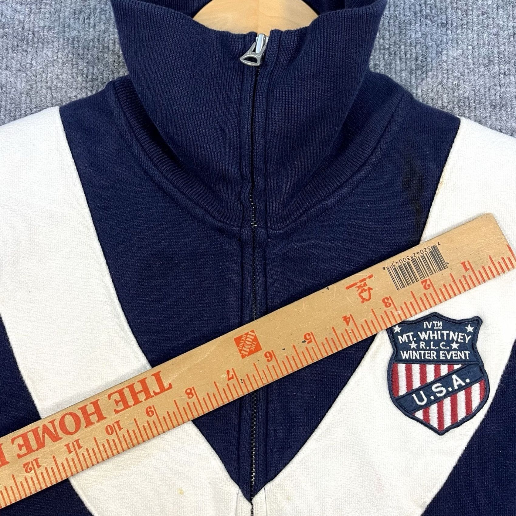 Polo Ralph Lauren VINTAGE Polo Ralph Lauren USA Mt Whitney Patch Sweatshirt Mens XL White Navy Zip Size US XL / EU 56 / 4 - 4 Thumbnail