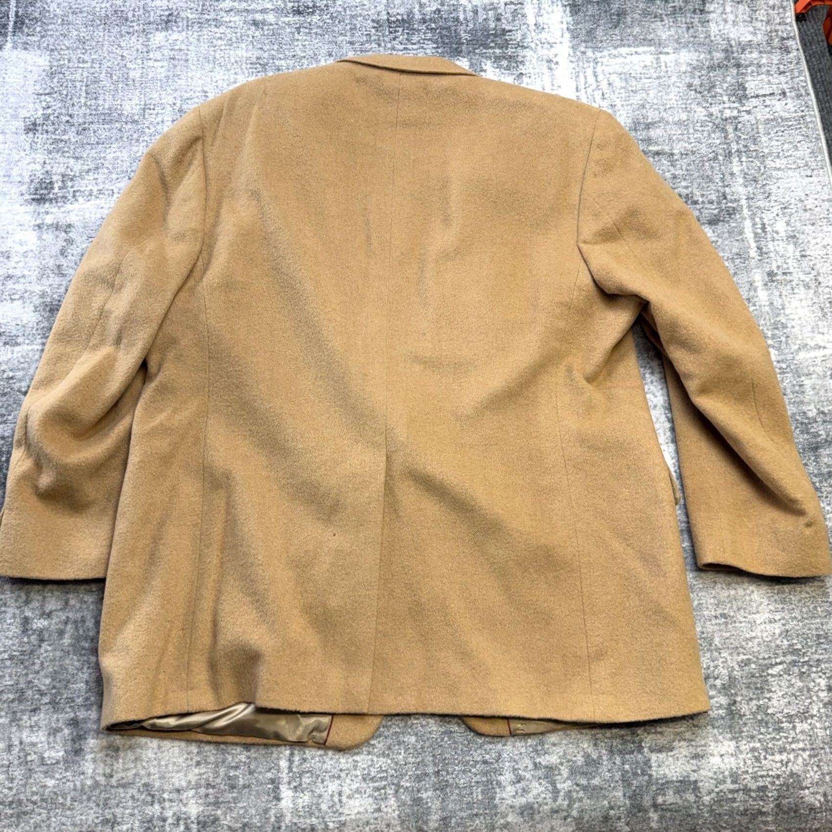Nordstrom VTG Nordstrom Camel Hair Blazer Jacket Men's 50L Beige Solid Single-Breasted 2-Button Notch Lapel Old Money Academia Coat/Blazer Mens Size 50R - 6 Thumbnail