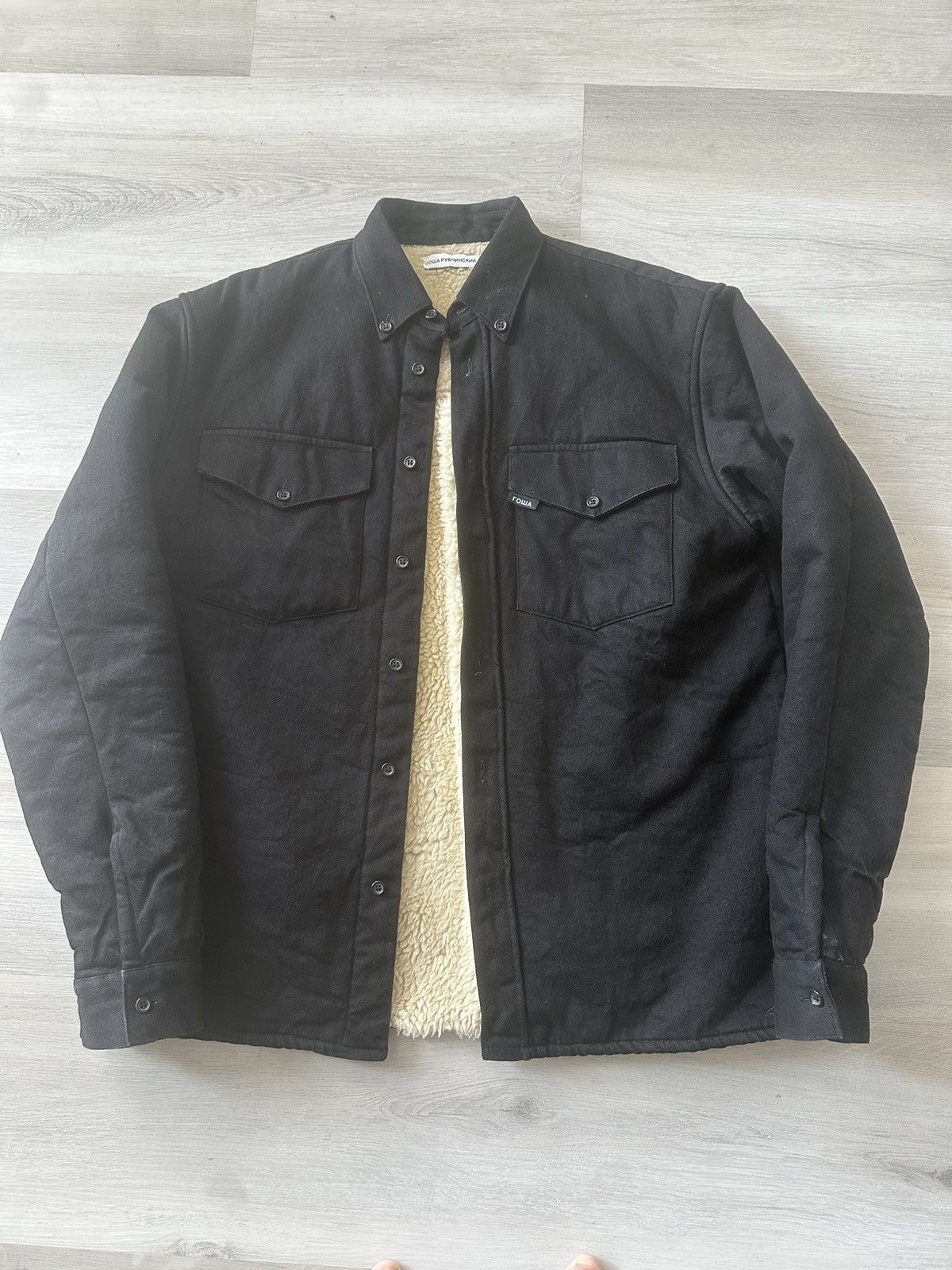 Pre-owned Gosha Rubchinskiy Gosha Denim Sherpa Fur Lined Denim Jacket In Black