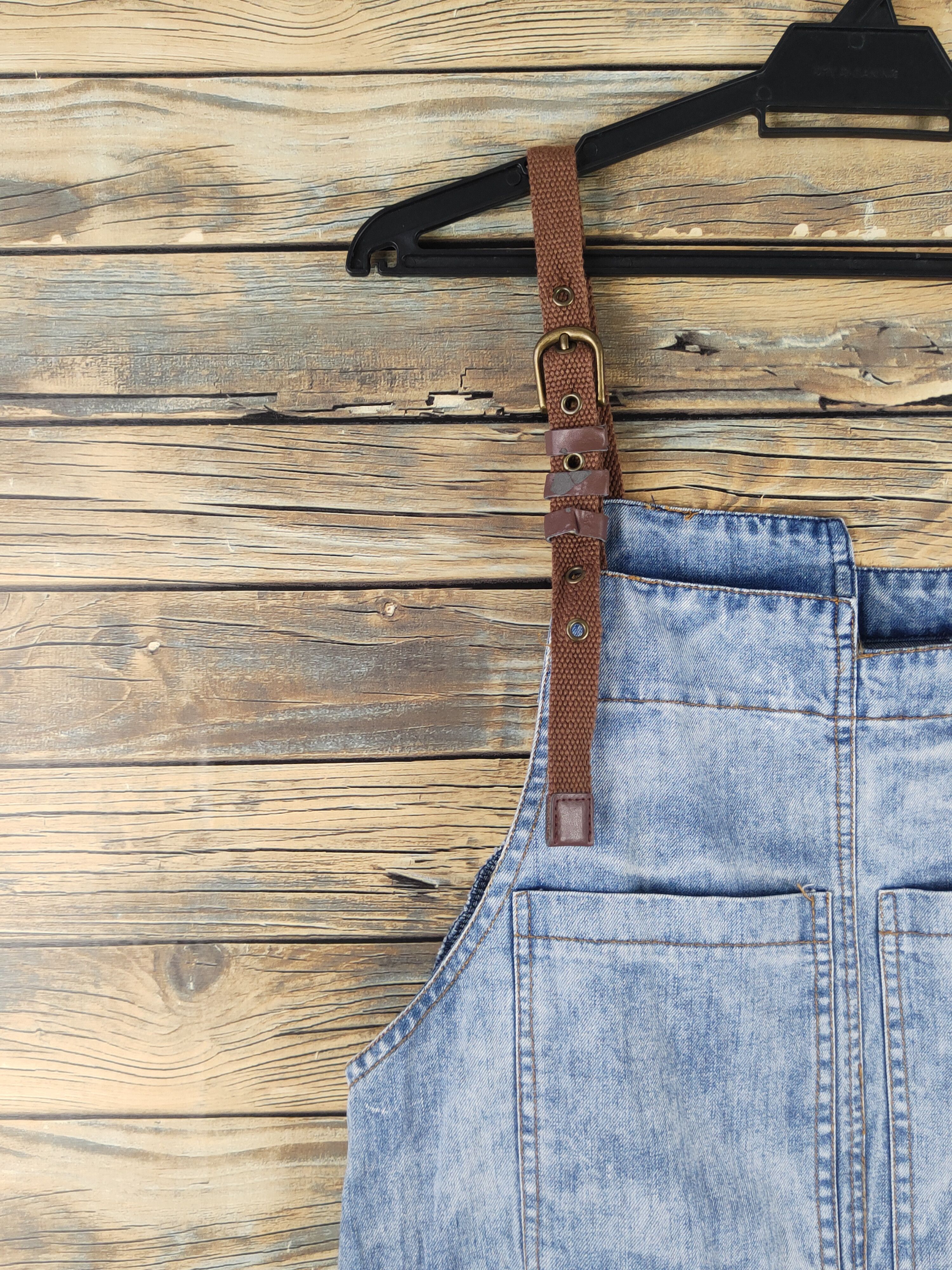 Vintage K Blue Adjustable Strap Denim Skirt Jumpsuits Size 36" / US 14 / IT 50 - 3 Thumbnail