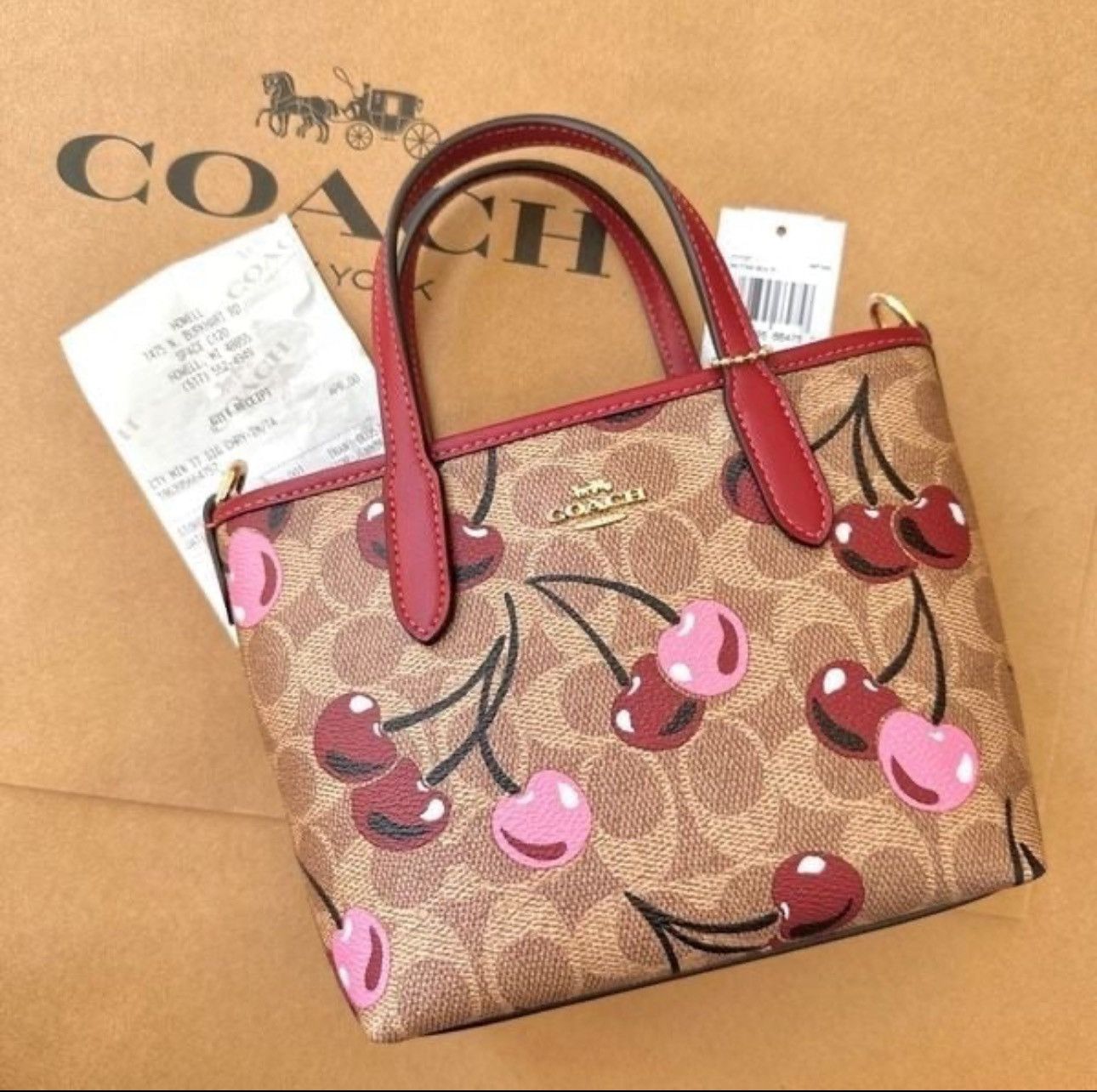 Coach NWT ❤️ Coach City Mini Tote Bag Signature Canvas Cherry Print Size ONE SIZE - 1 Thumbnail