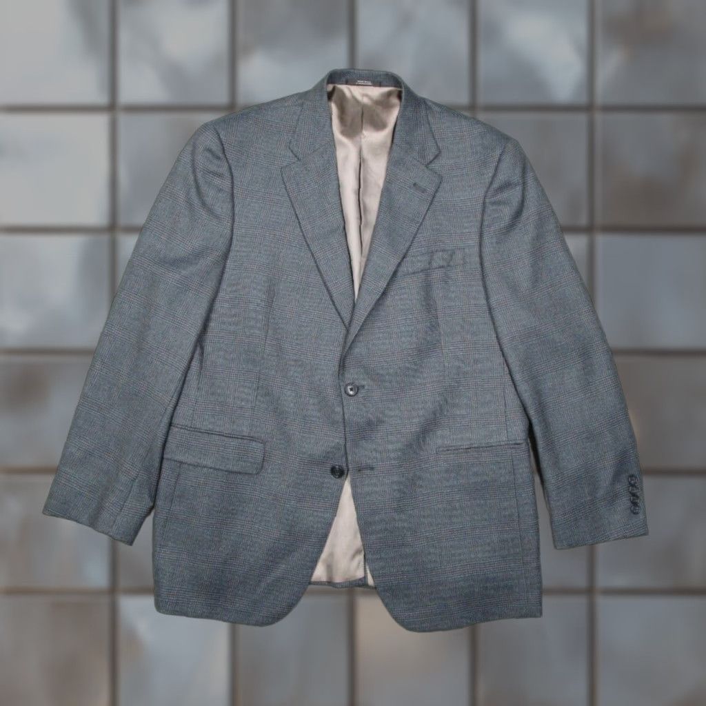 Austin Reed Austin Reed Blazer Men 42 Regular Blue Wool 2 Button Single-Breasted Plaid Jacket - Made in USA Size 42R - 1 Thumbnail