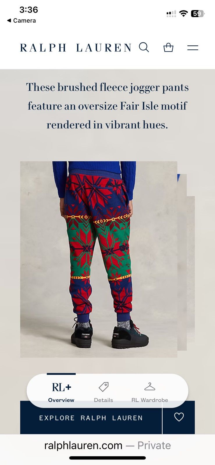 Polo Ralph Lauren Fair Isle Fleece Jogger pants Holiday nwt 248.00 Size US 36 / EU 52 - 2 Thumbnail