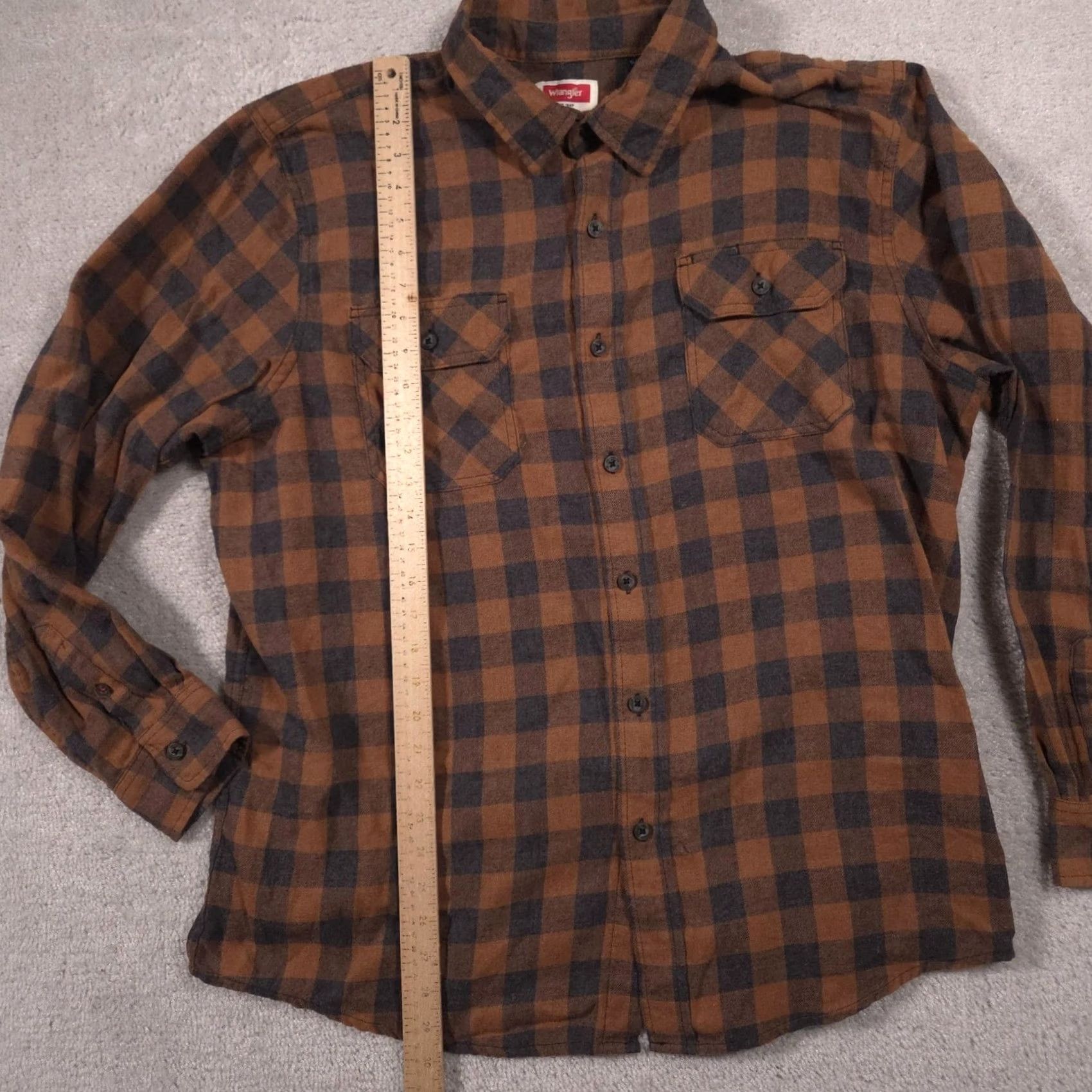 Wrangler Wrangler Shirt Mens XL Brown Plaid Flannel Button Front Long Sleeve Casual Size US XL / EU 56 / 4 - 7 Thumbnail