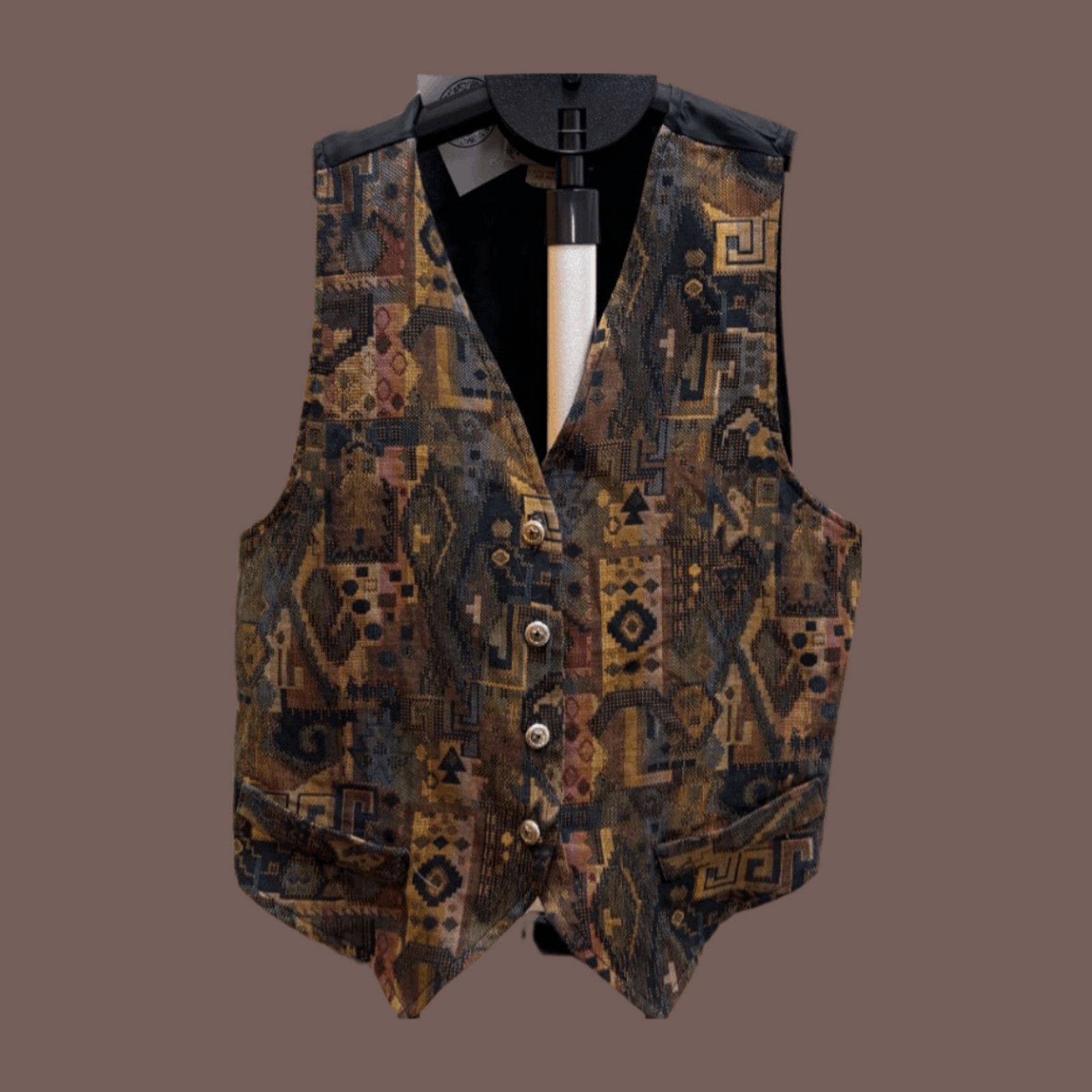 Vintage VTG Tapestry Vest TRY Earth Tone Geometric 90s Western Style Size M / US 6-8 / IT 42-44 - 1 Thumbnail