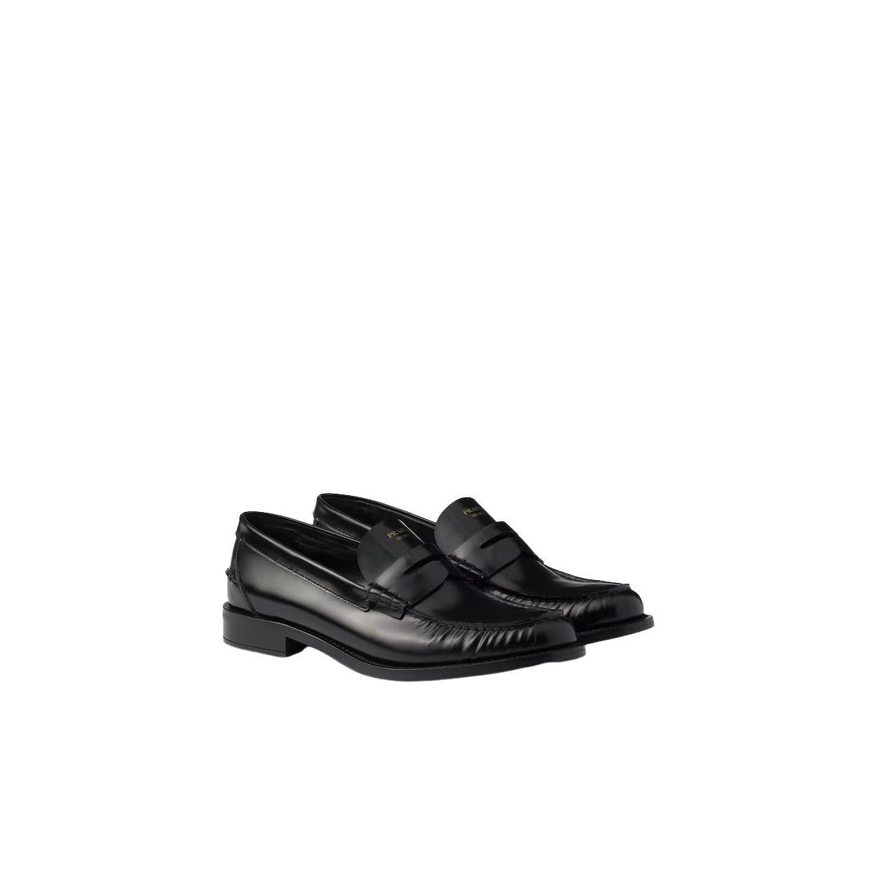 Prada PRADA $1220 Black Brushed Leather Loafers New & Authentic (W Size US 8 / IT 38 - 1 Thumbnail