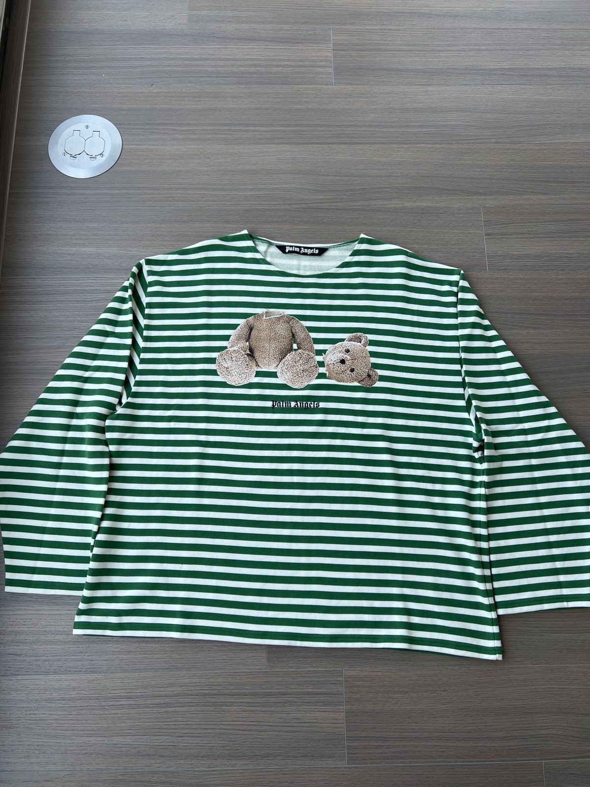 Palm Angels Palm Angels Bear Stripes Breton Long-SleeveTee 'Green/White' Size US XXL / EU 58 / 5 - 6 Thumbnail