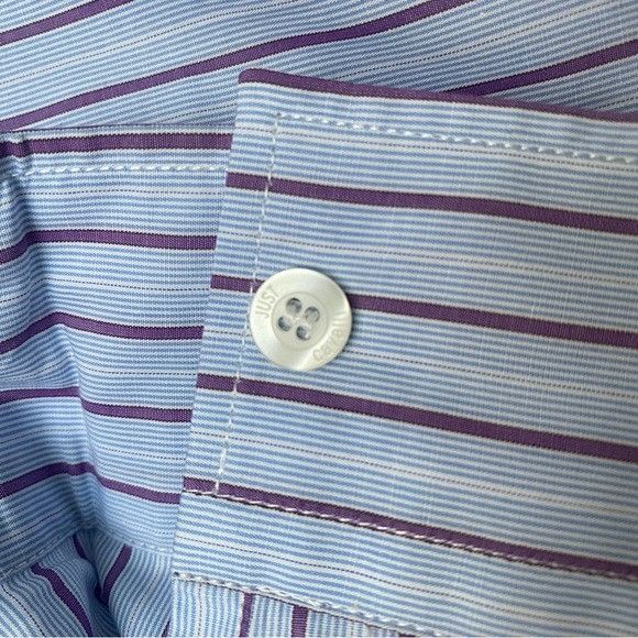 Just Cavalli Just Cavalli Pinstriped Hidden Button Shirt Made in Italy Size US L / EU 52-54 / 3 - 15 Thumbnail