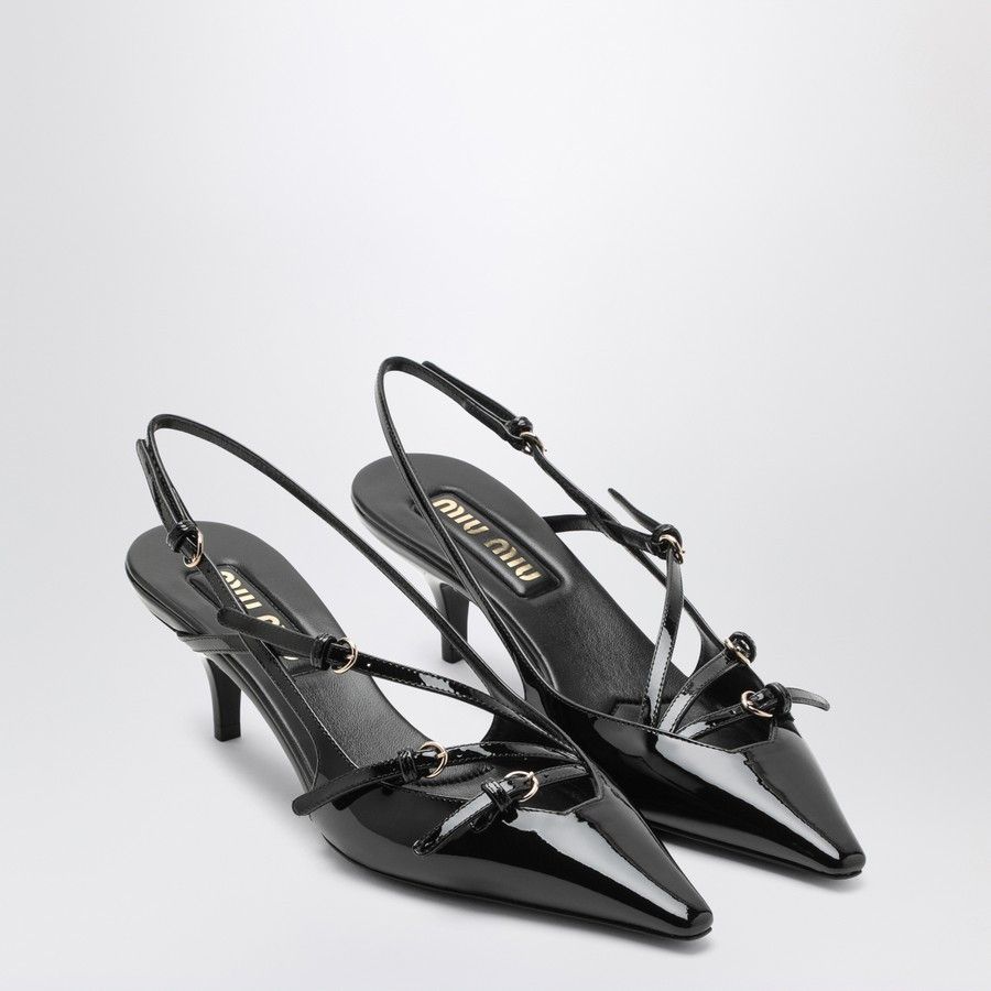 Miu Miu o1d2blof0924 Leather Slingback in Black Size US 6 / IT 36 - 2 Thumbnail
