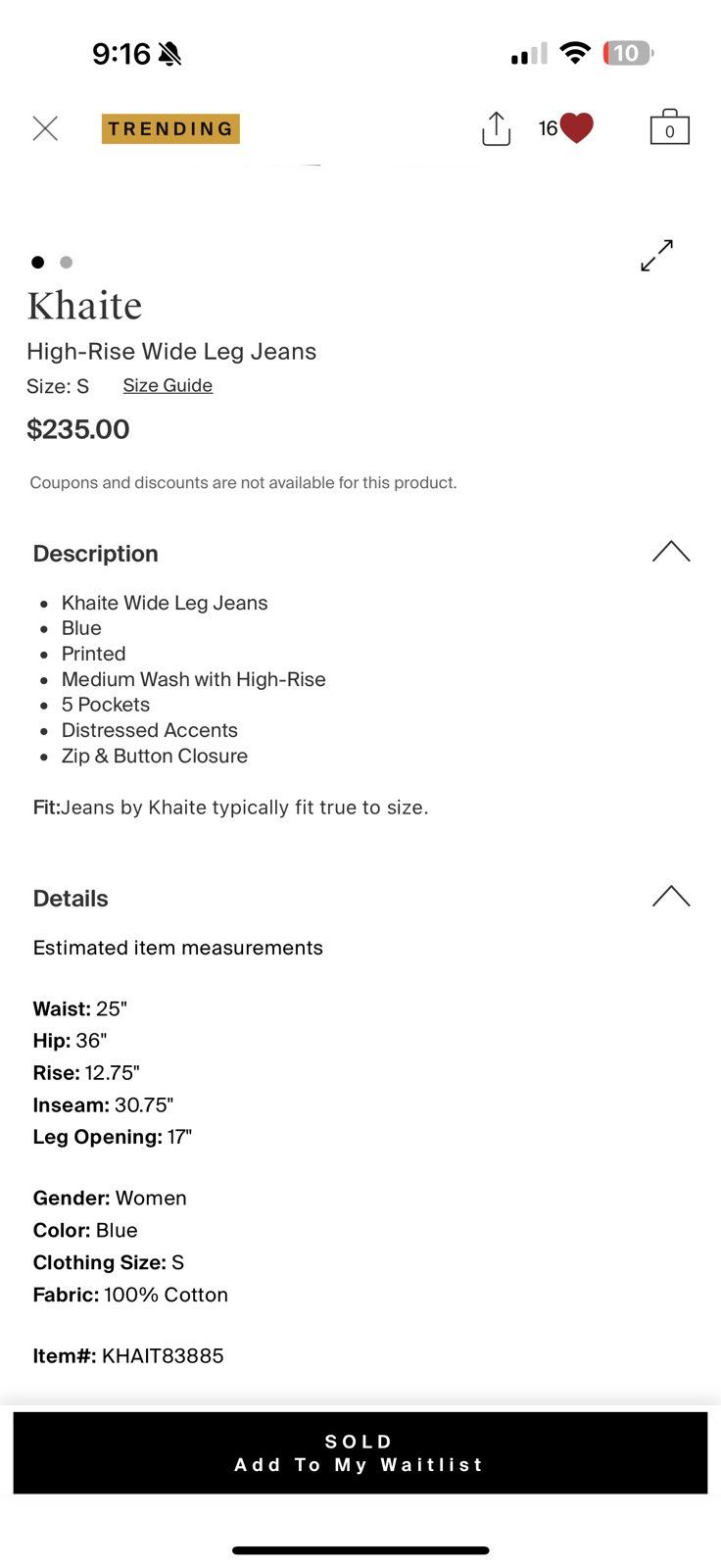 KHAITE Khaite Danielle jeans size 25 Size 25" / US 0 / IT 36 - 6 Thumbnail