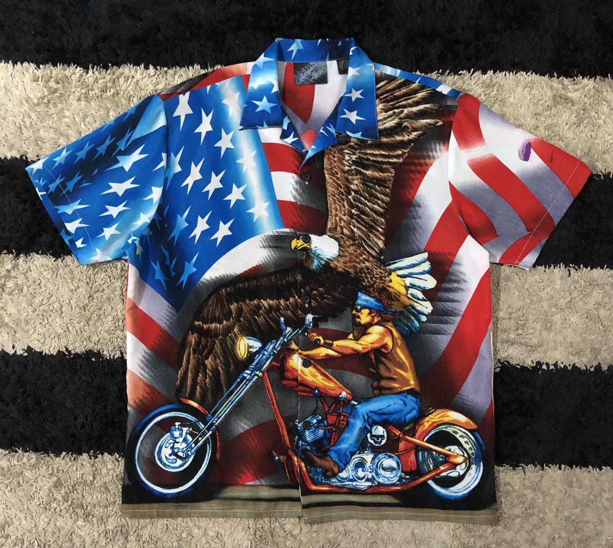 Japanese Brand Vintage Sapphire Lounge American Flag Eagle Motorcycle Biker Size US L / EU 52-54 / 3 - 1 Thumbnail