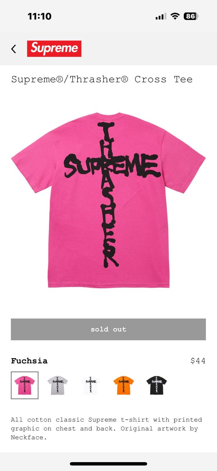 Supreme X Thrasher Cross Tee