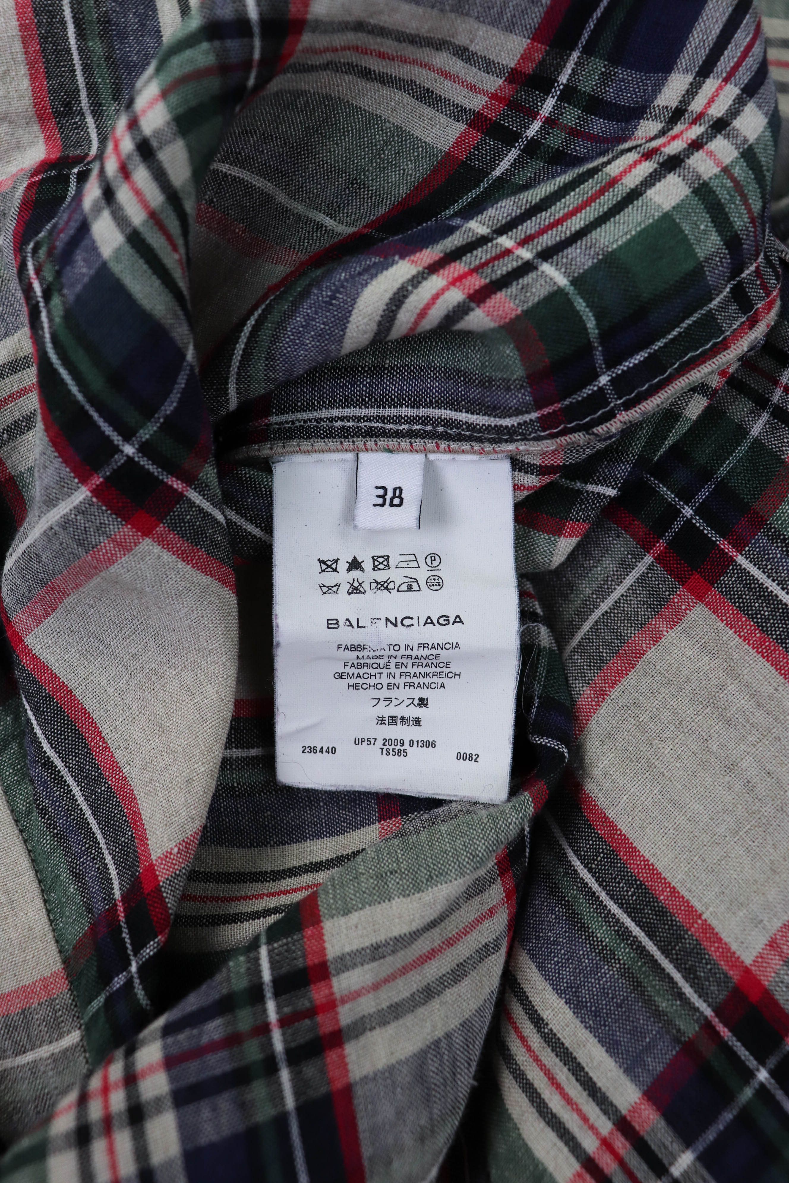Balenciaga Balenciaga 2010 Collection Ruffled Plaid Linen Summer Dress Size XS / US 0-2 / IT 36-38 - 17 Thumbnail